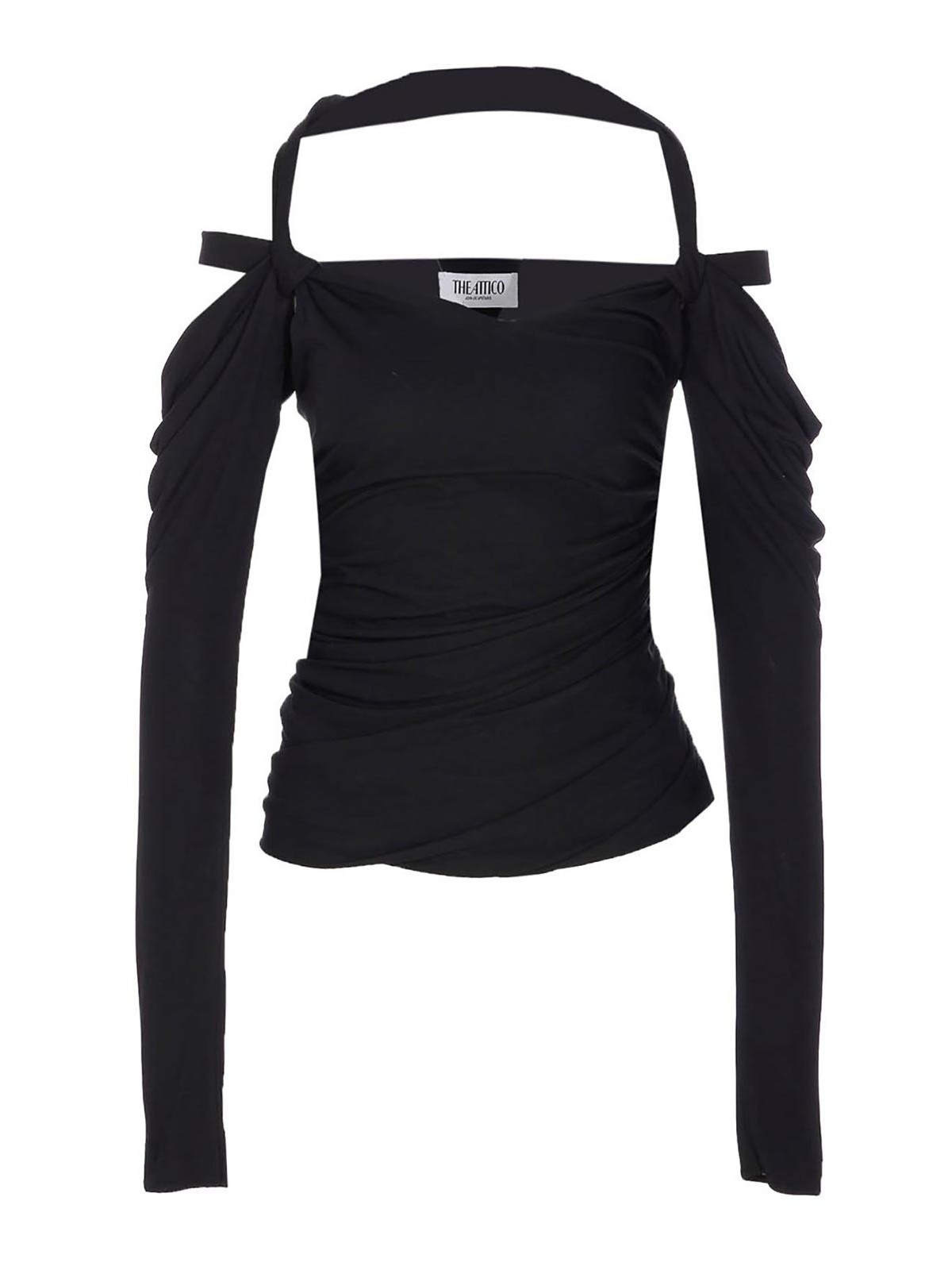 Attico Top In Crepe Nero Donna In Black