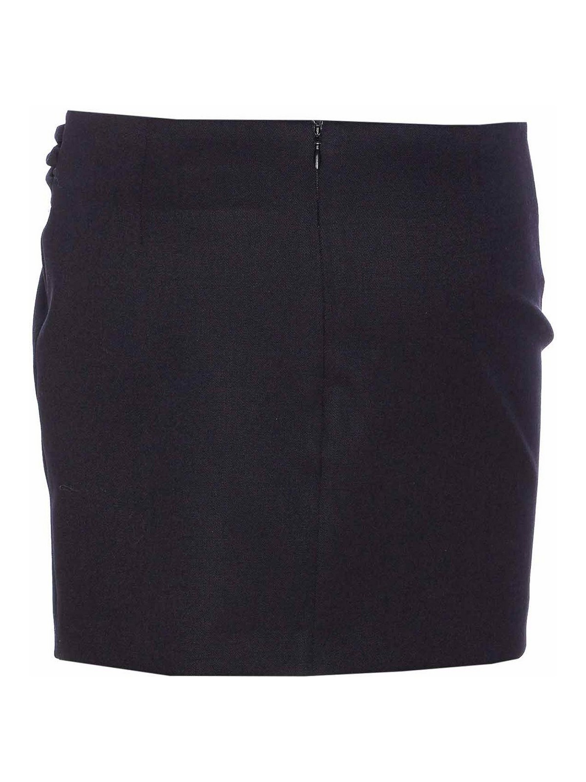 Attico Wool Gabardine Mini Skirt With Metallic Detail In Black
