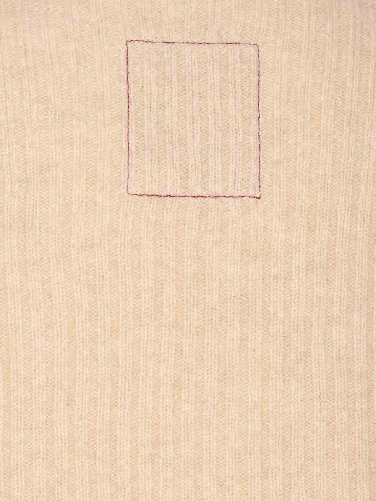 Uma Wang High Neck Turtleneck Knitwear With Distressed Ribbed Texture In Nude