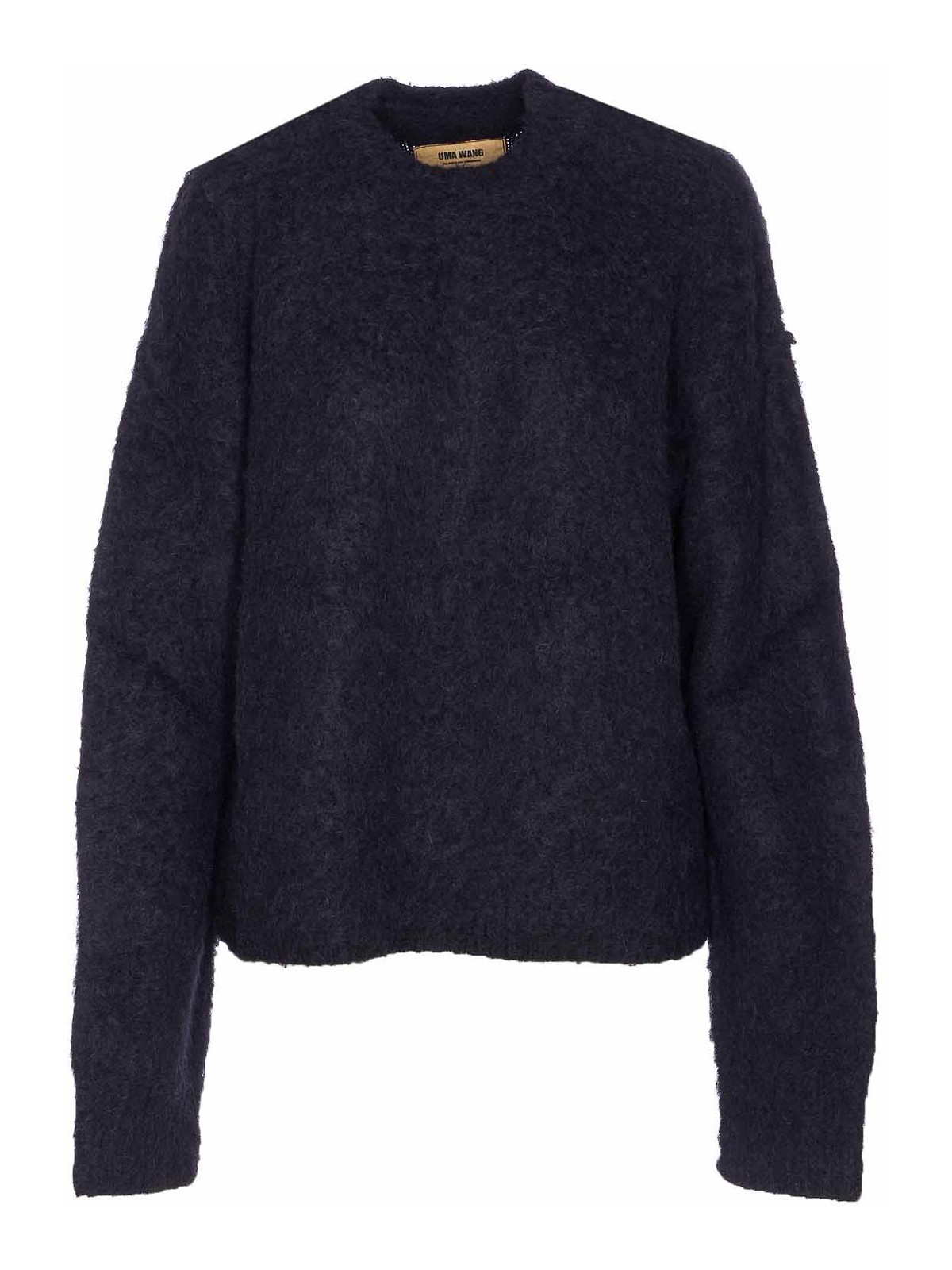 Uma Wang Crewneck Textured Fabric Long Sleeves Sweater In Blue