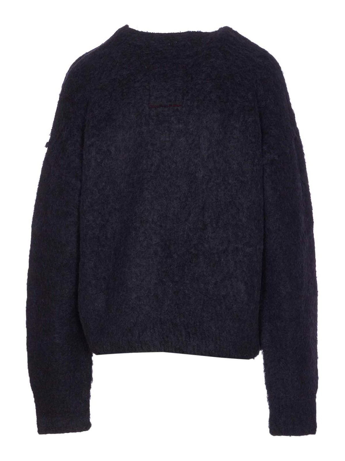 Uma Wang Crewneck Textured Fabric Long Sleeves Sweater In Blue