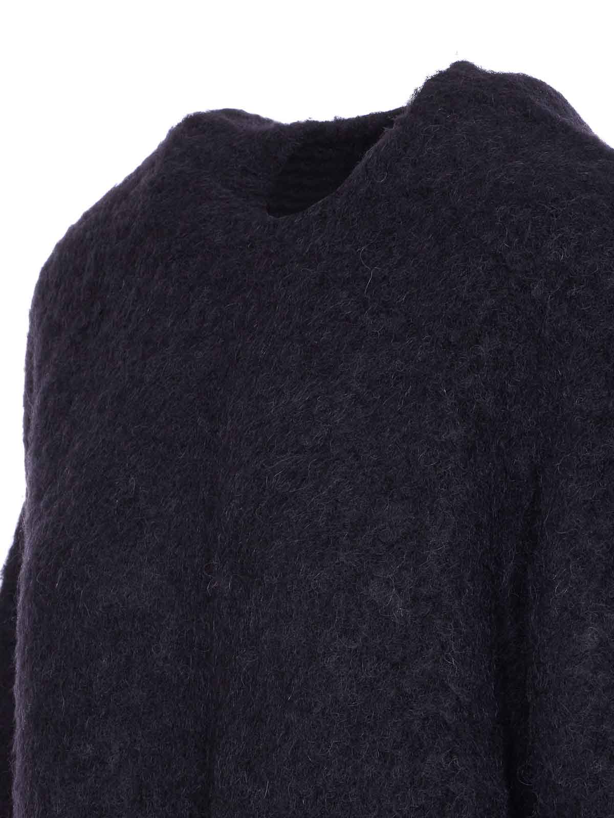 Uma Wang Crewneck Textured Fabric Long Sleeves Sweater In Blue