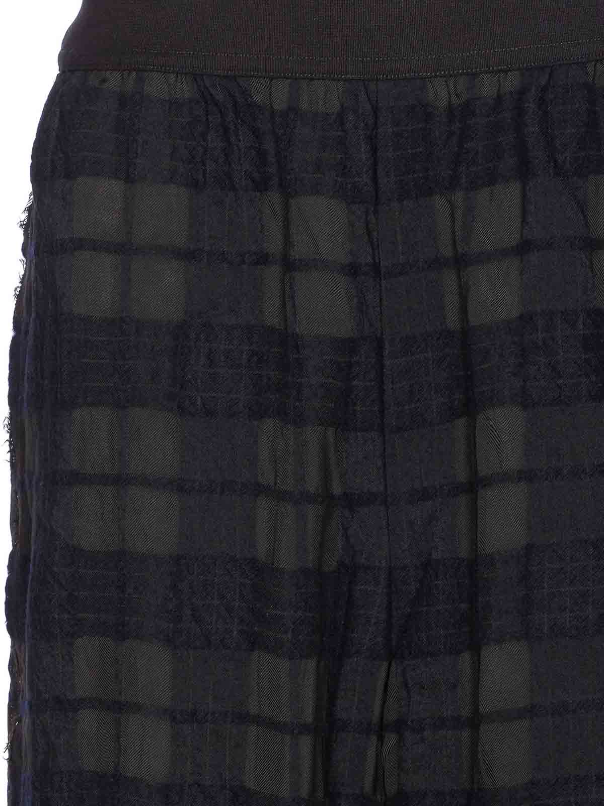 Uma Wang Flared Trousers With Sheer Overlay And Textured Fabric In Black