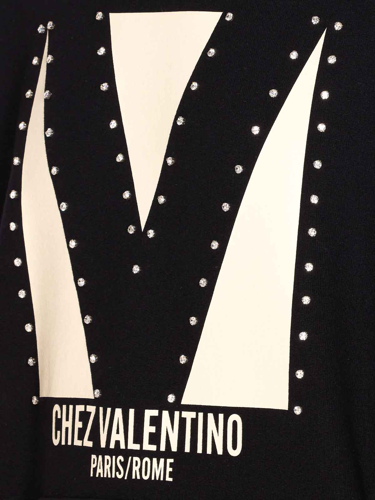 Valentino Crystal Embellished Hoodie With Embroidered Graphic In Black
