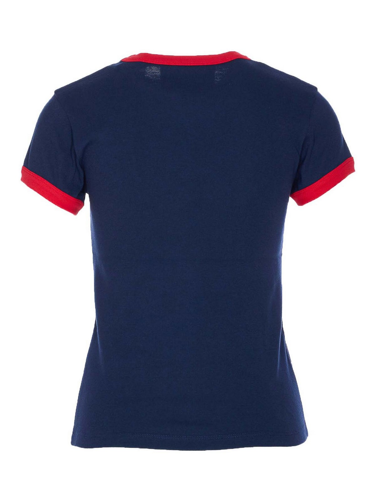 Valentino Fitted T-shirt With Contrasting Red Trimlettering In Blue