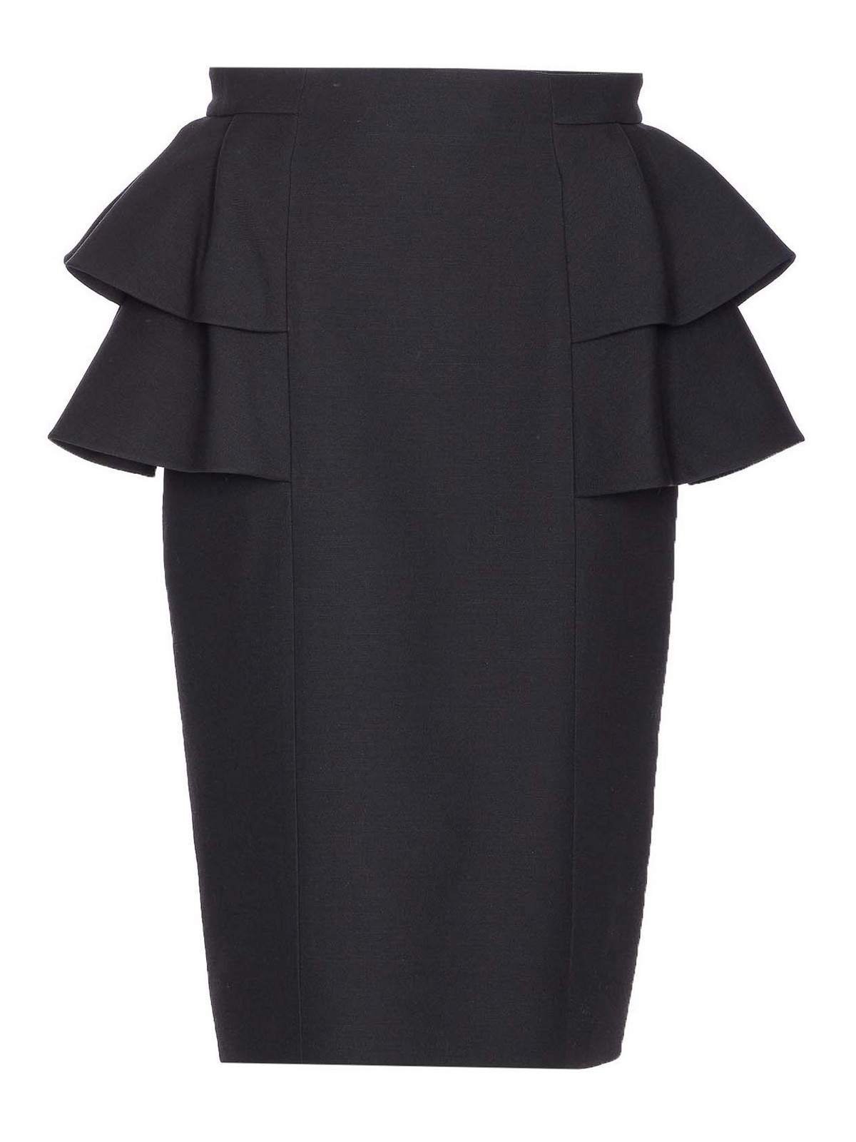 Valentino Crepe Couture Midi Solid Skirt In Black