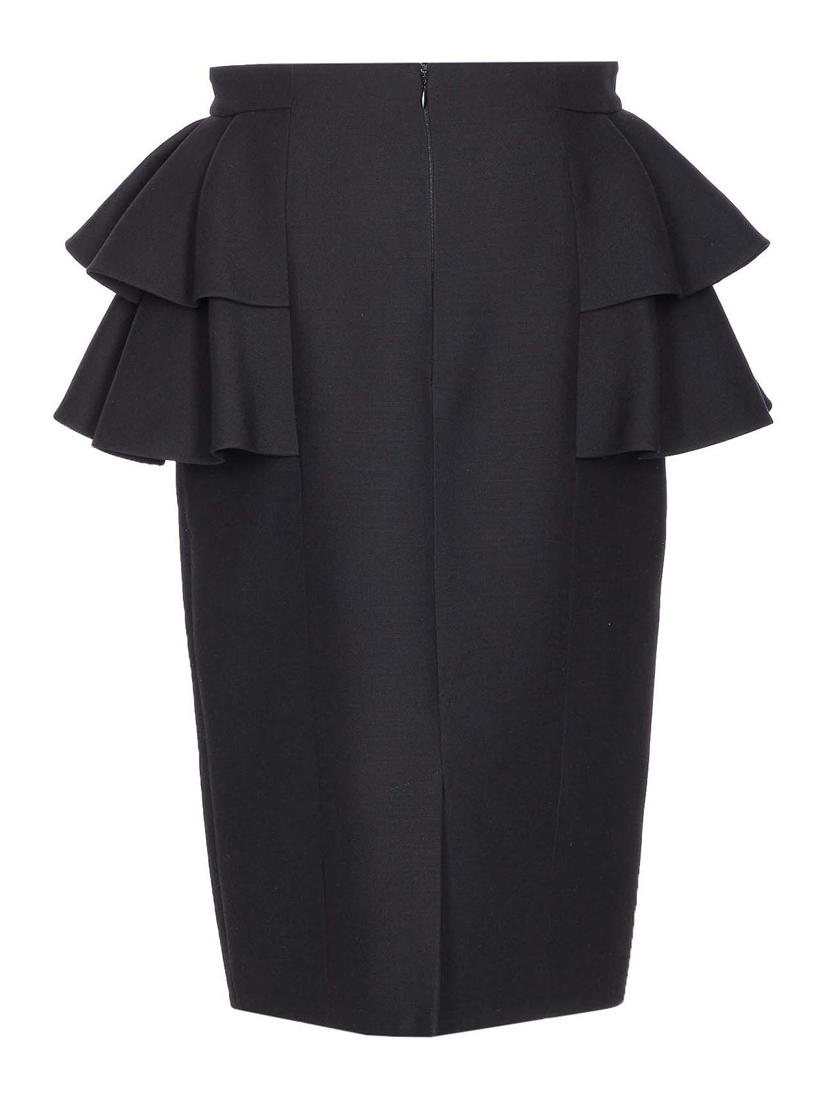 Valentino Crepe Couture Midi Solid Skirt In Black