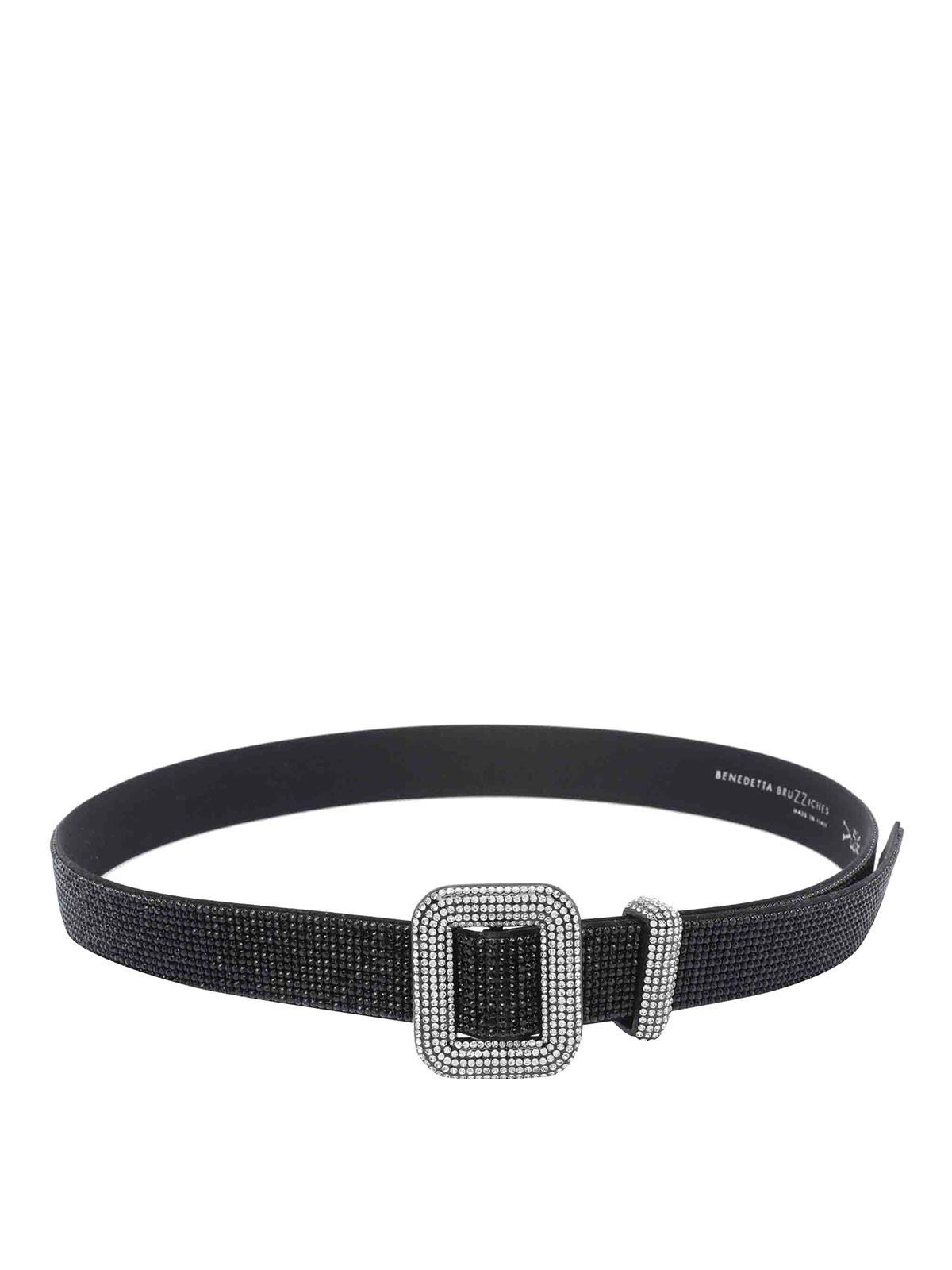 Benedetta Bruzziches Crystal Embellished Adjustable Textured Belt In Black