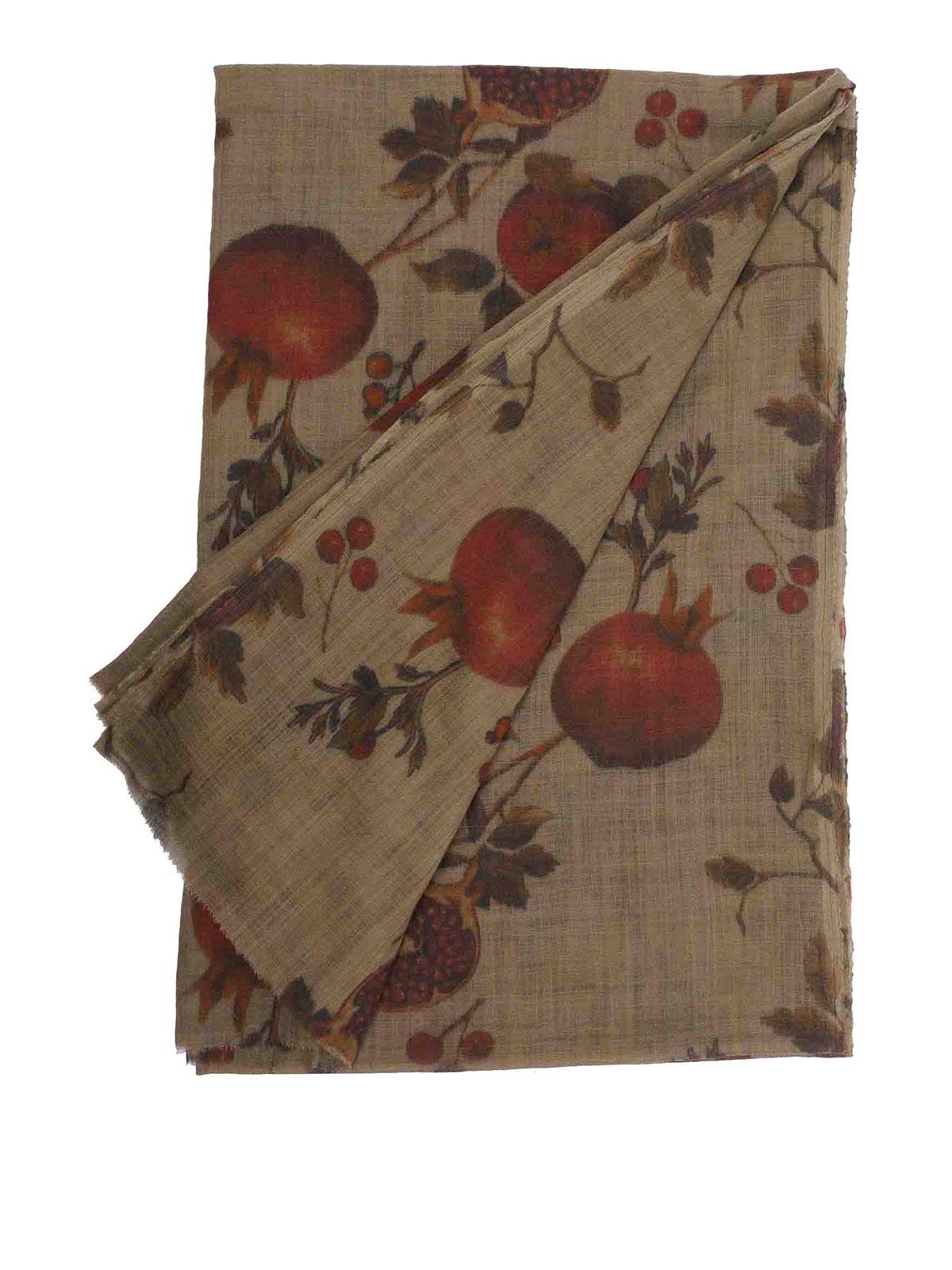 Uma Wang Floral Lightweight Patterned Rectangular Soft Scarf In Brown