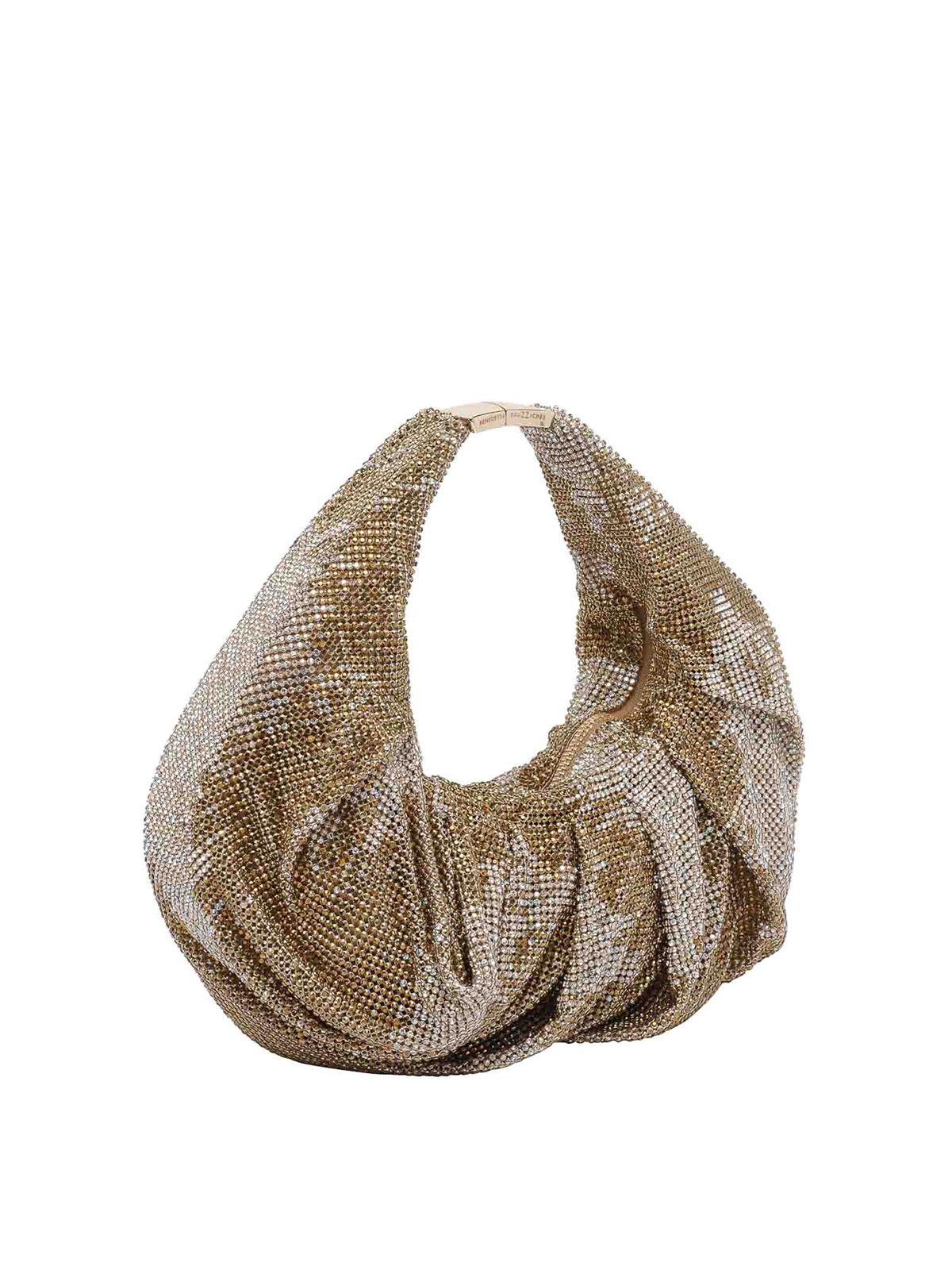 Benedetta Bruzziches Small Crystal-embellished Shoulder Bag In Gold