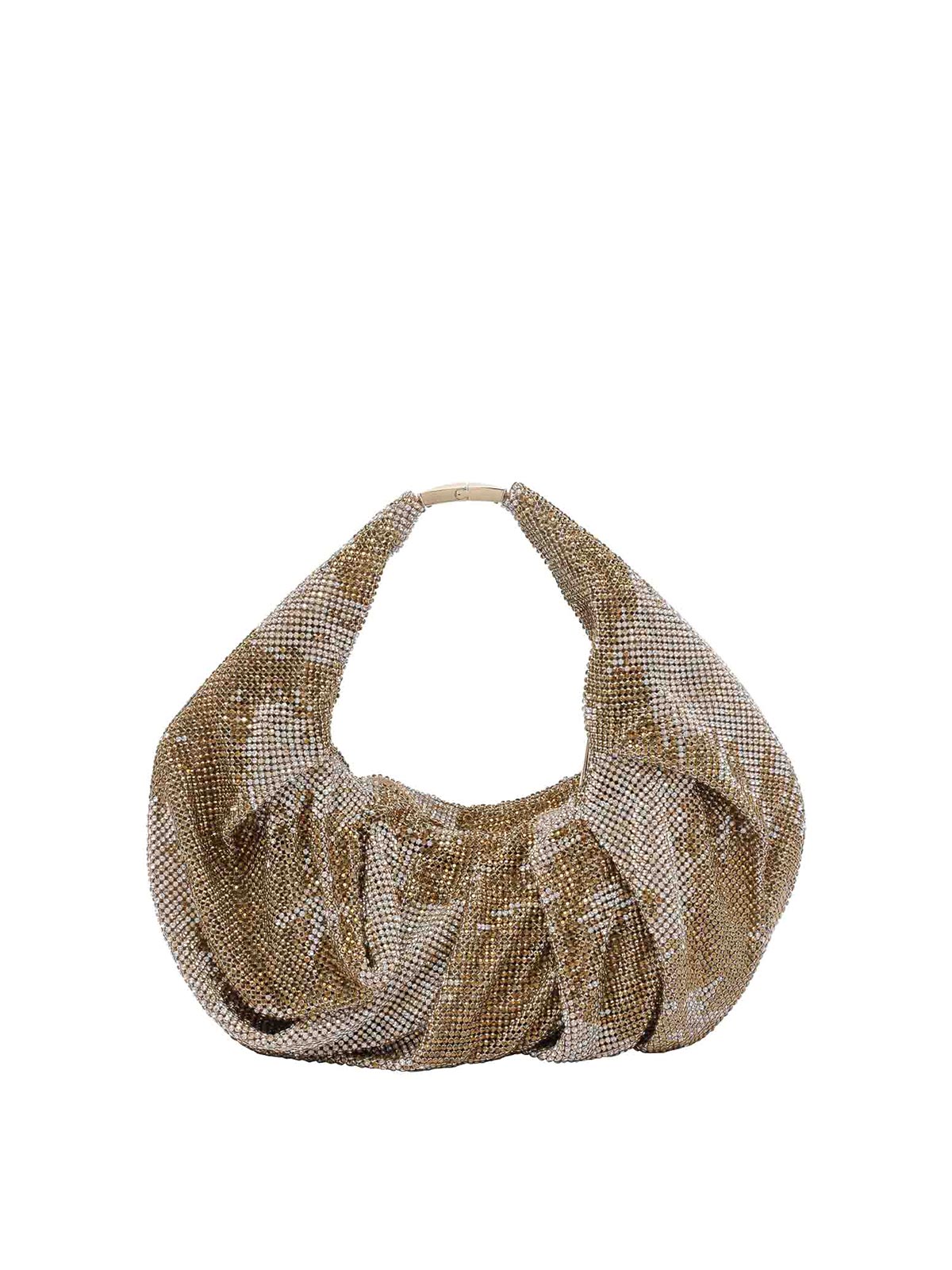 Benedetta Bruzziches Small Crystal-embellished Shoulder Bag In Gold