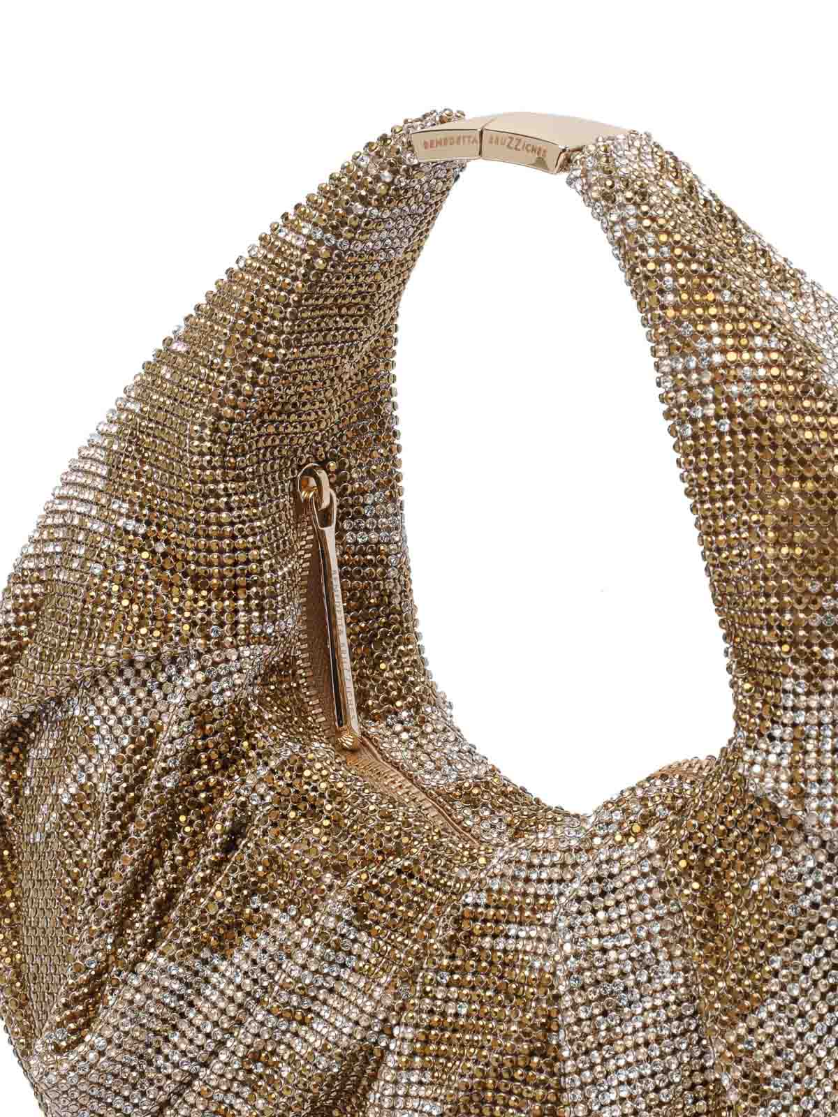 Benedetta Bruzziches Small Crystal-embellished Shoulder Bag In Gold