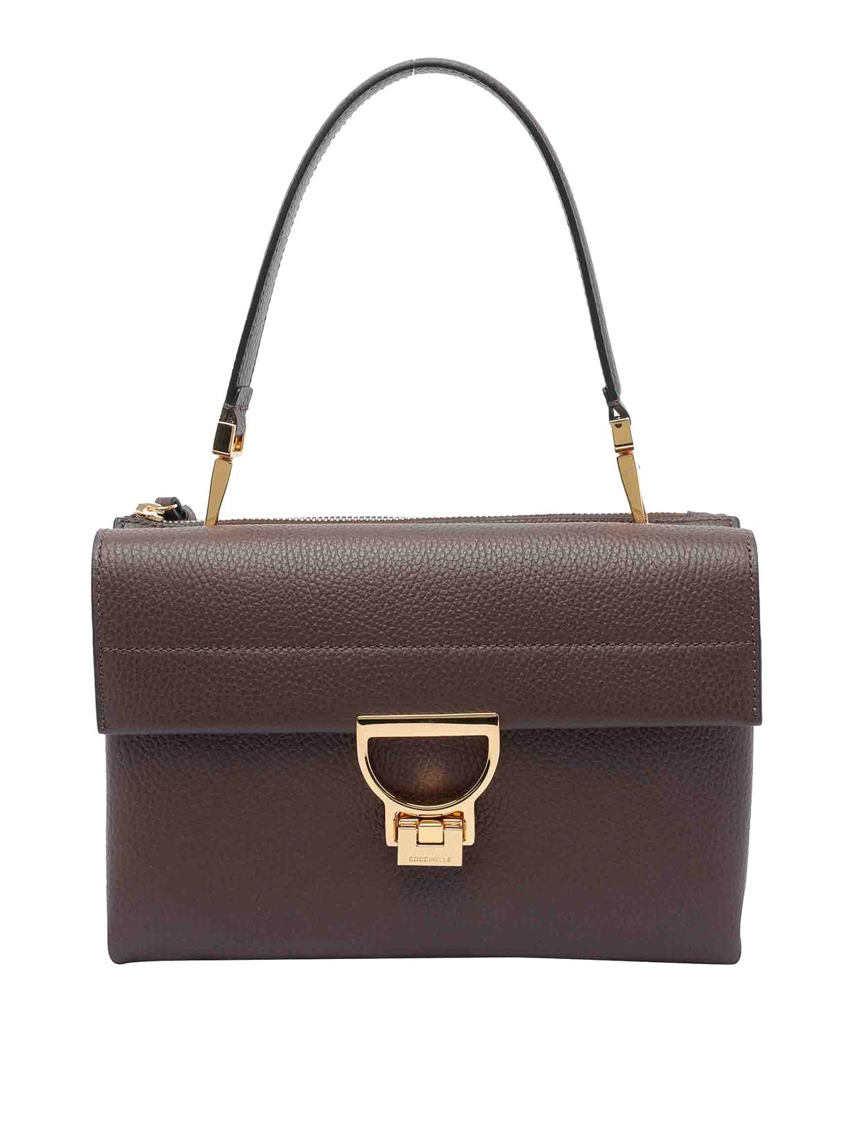 Coccinelle Double-compartment Top-handle Cross Body Bag In Brown