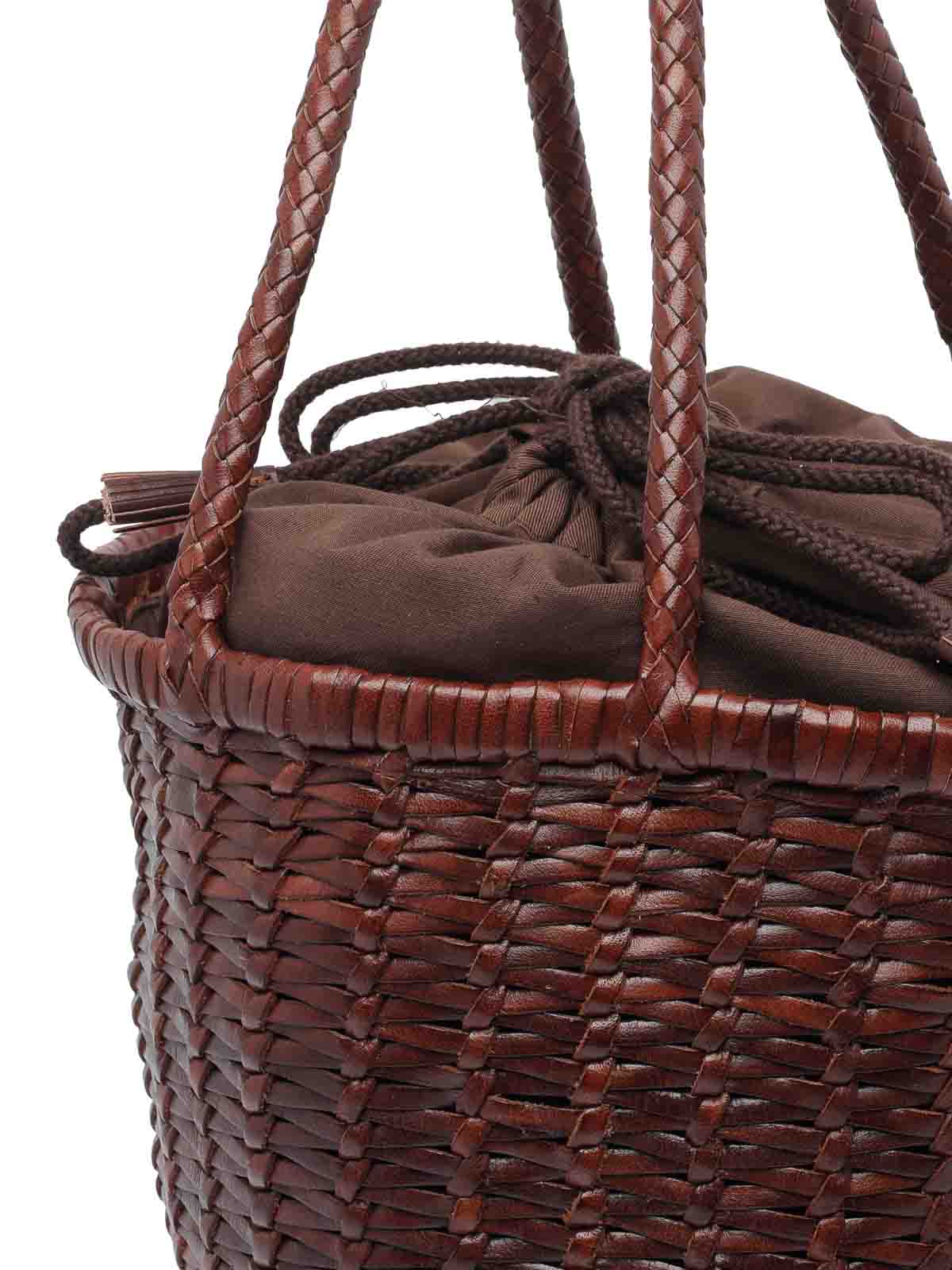 Dragon Diffusion Bruciato Large Lina Bucket Bag In Brown