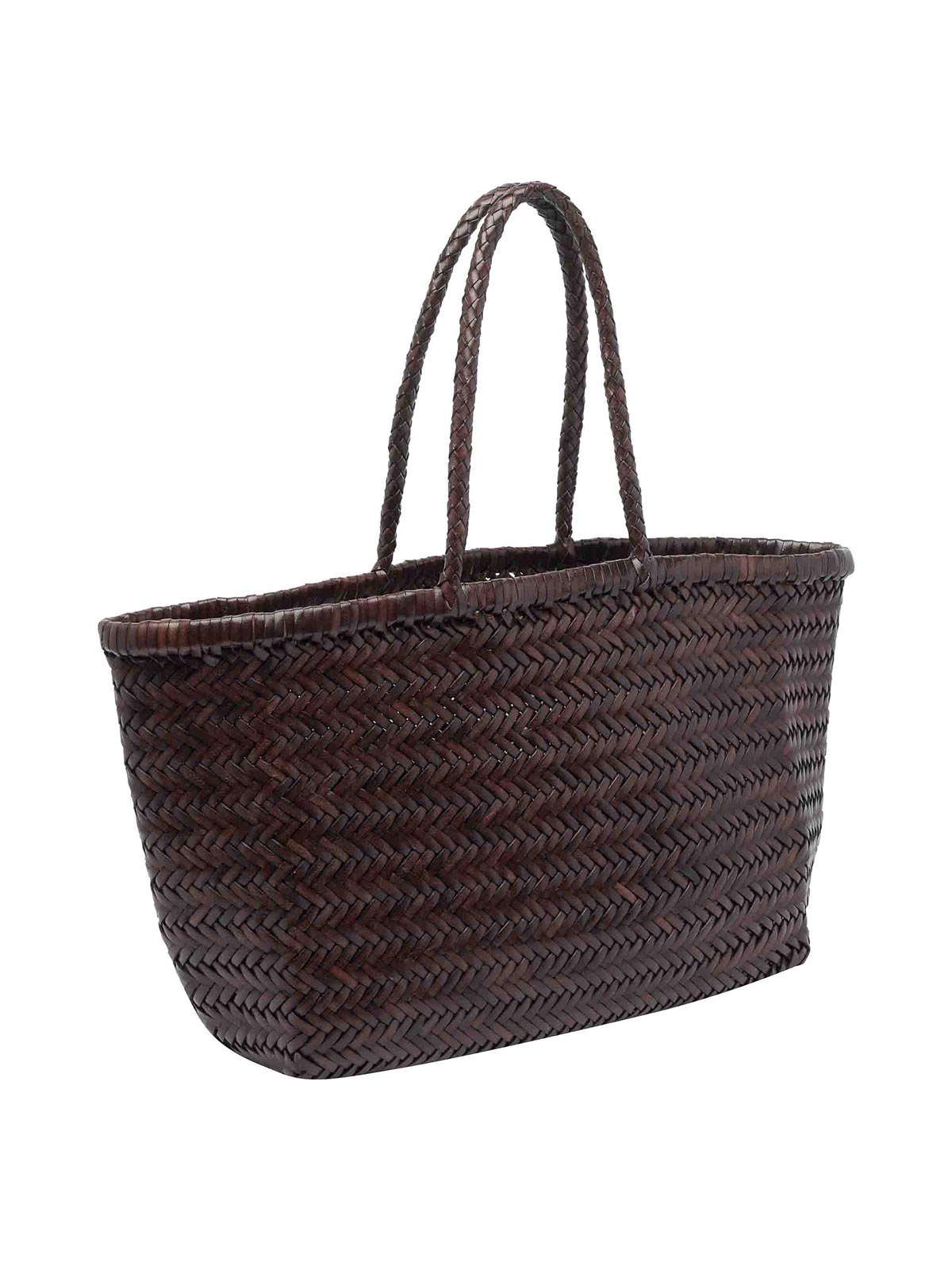 Dragon Diffusion Brown Big Bamboo Triple Jump Basket Bag In Brown