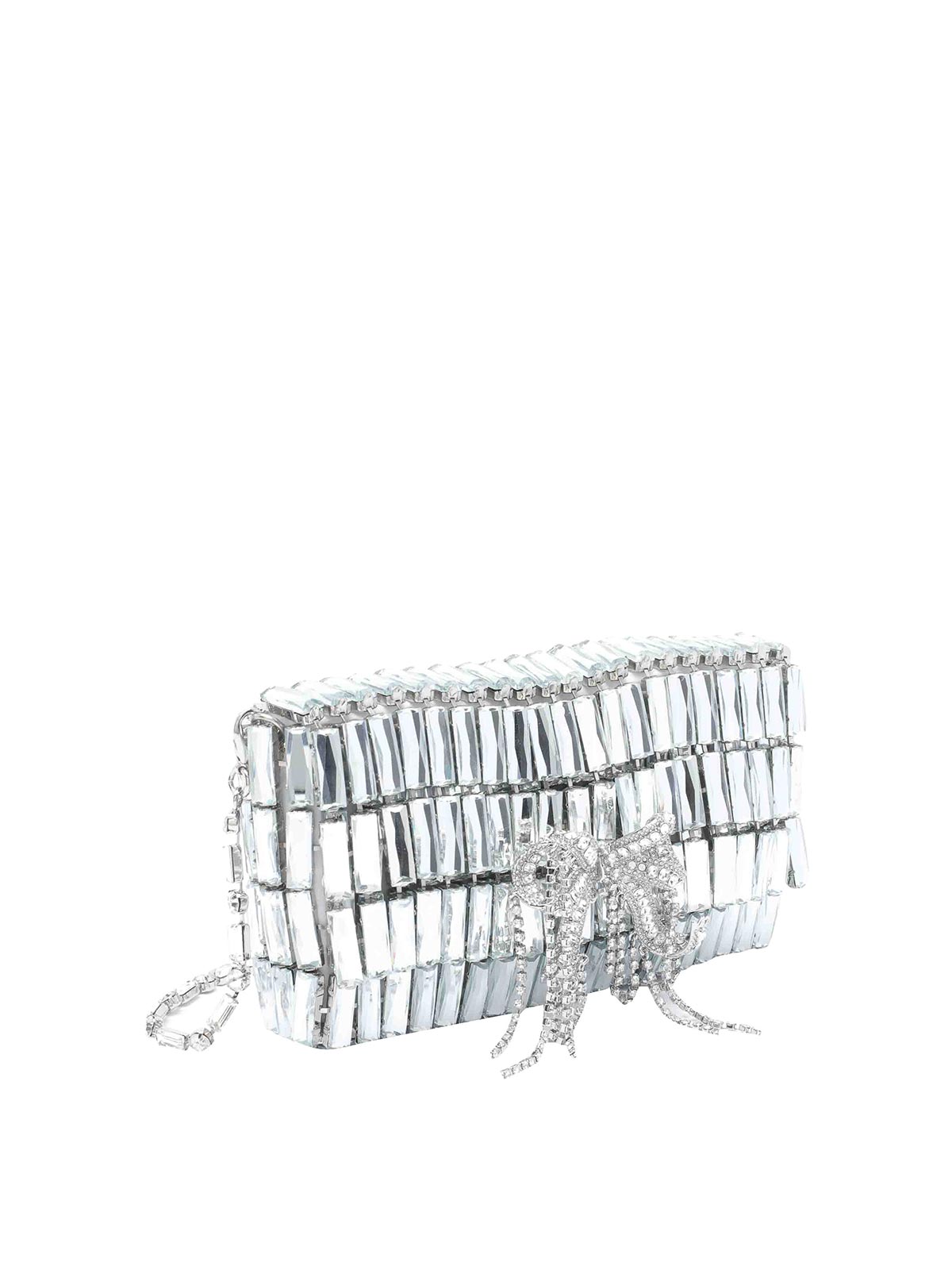 Self-portrait Silver Mini Crystals Bow Shoulder Bag In Silver