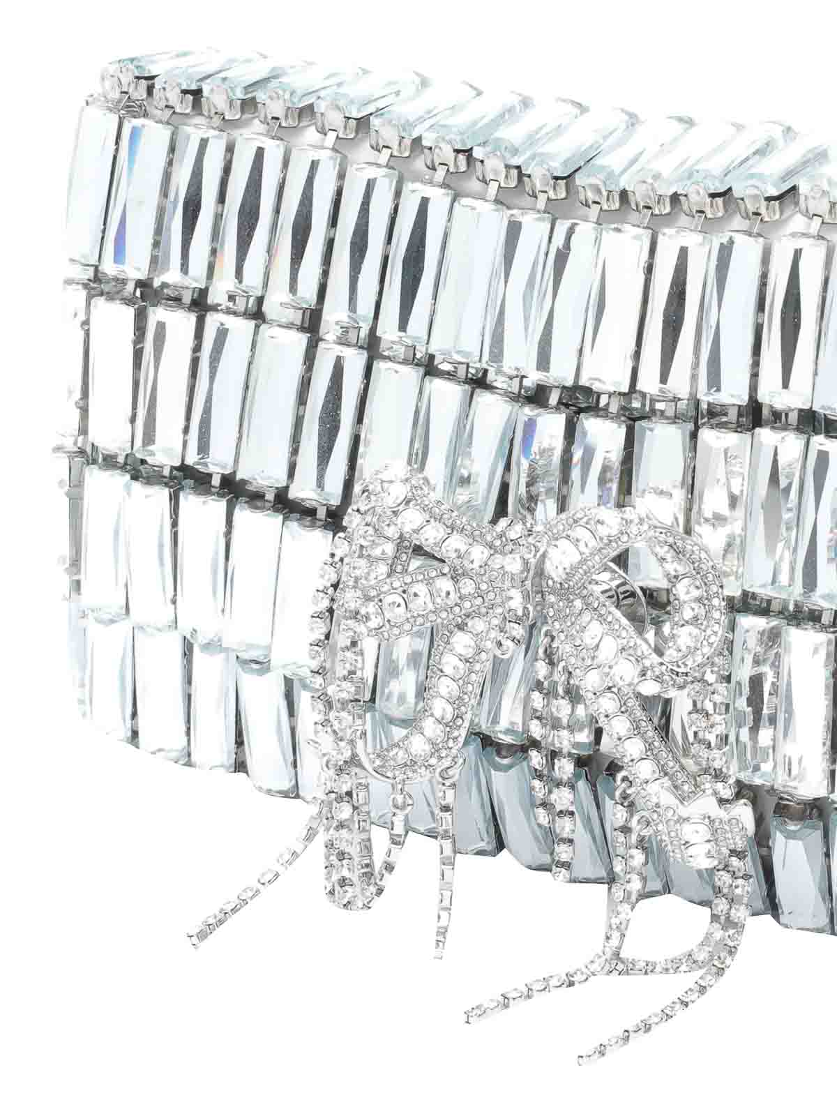 Self-portrait Silver Mini Crystals Bow Shoulder Bag In Silver