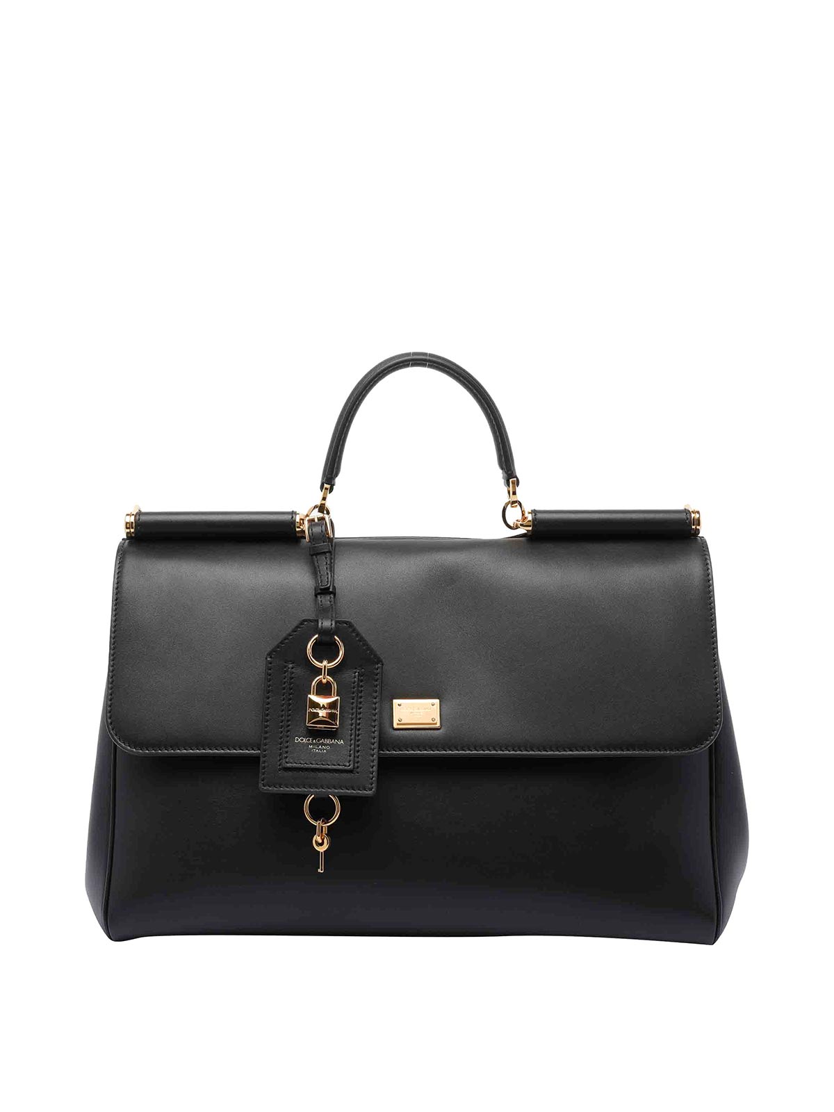 Dolce & Gabbana Black Handbag With Padlock Detail And Adjustable And Removable Shoulder Strap In Black