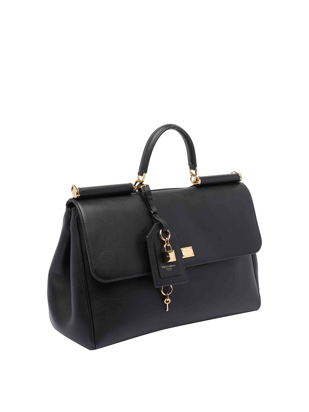 Dolce & Gabbana Black Handbag With Padlock Detail And Adjustable And Removable Shoulder Strap In Black