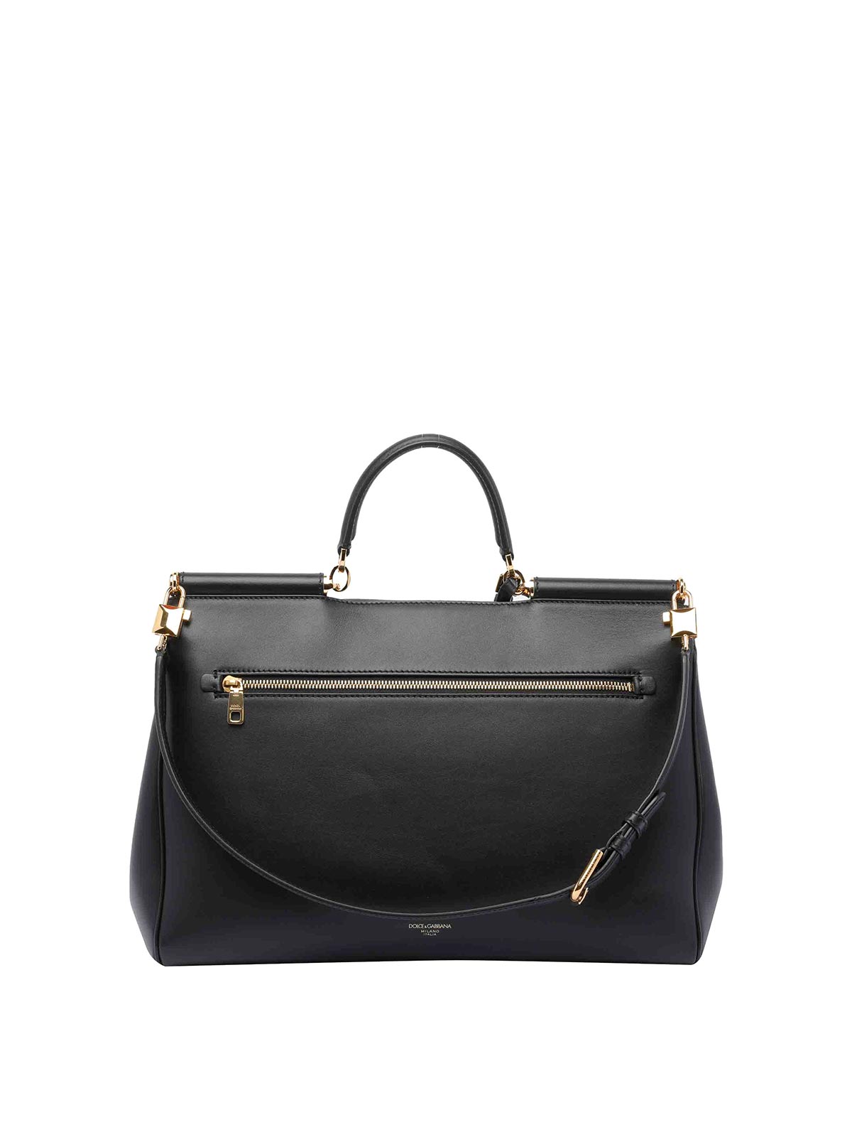 Dolce & Gabbana Black Handbag With Padlock Detail And Adjustable And Removable Shoulder Strap In Black