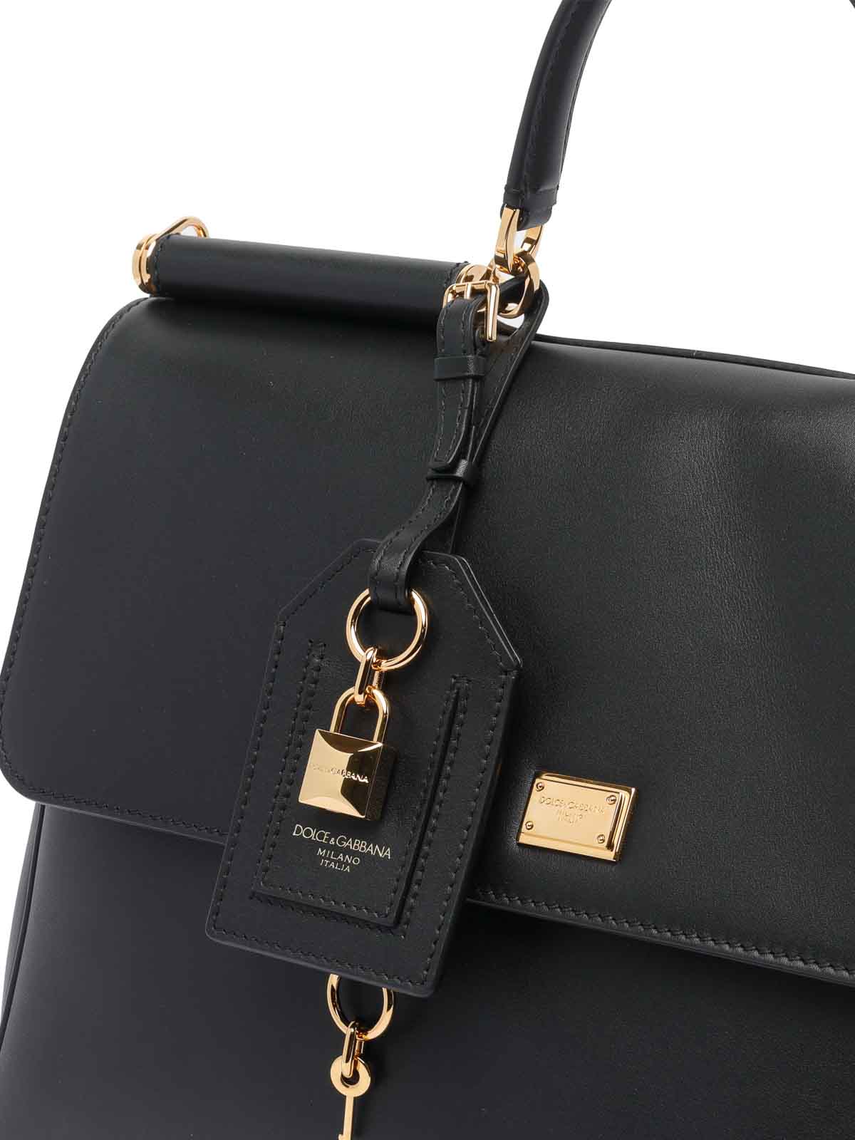 Dolce & Gabbana Black Handbag With Padlock Detail And Adjustable And Removable Shoulder Strap In Black