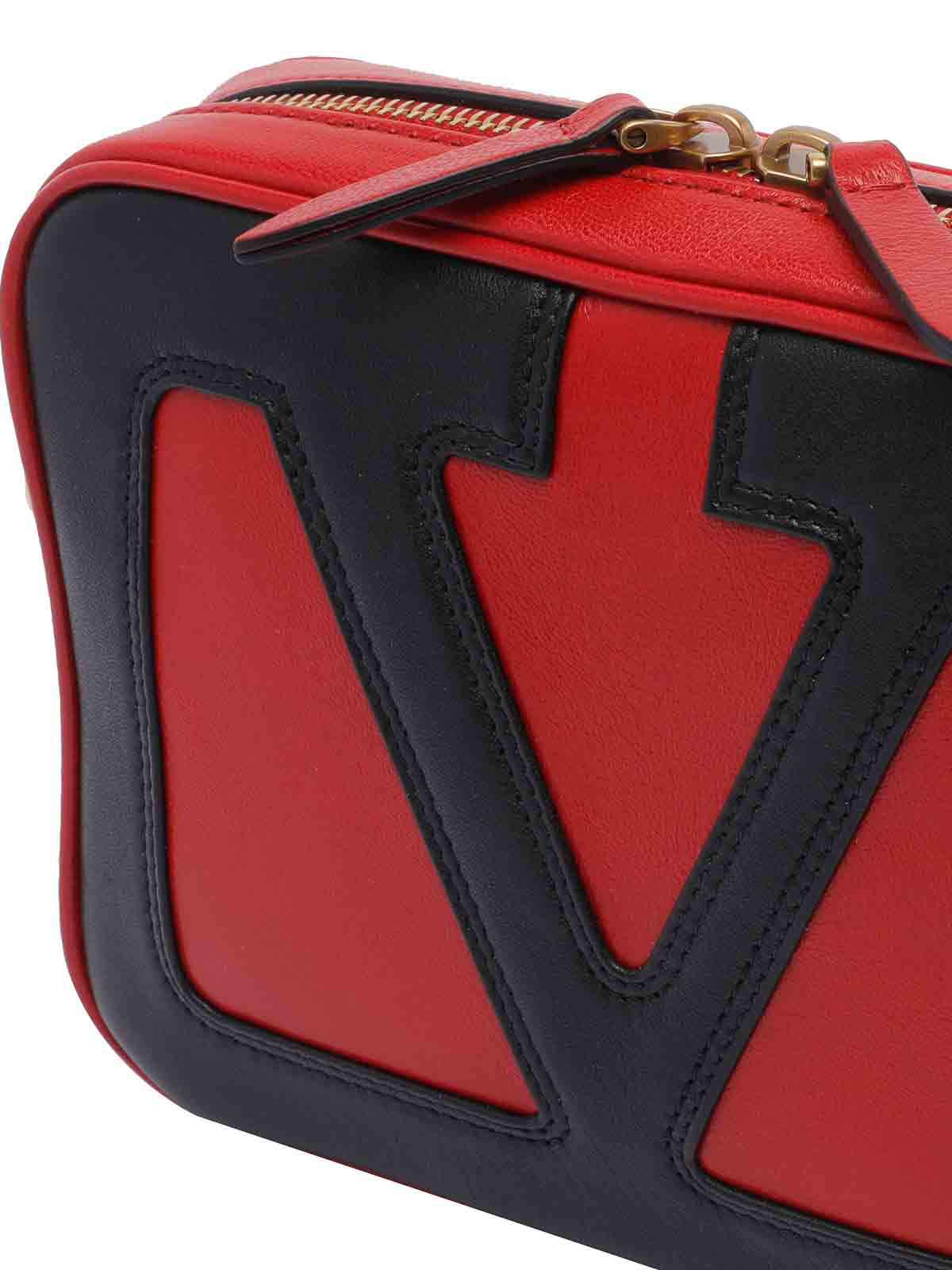 Valentino Viva Superstar Two-tone Leather Shoulder Bag In Red