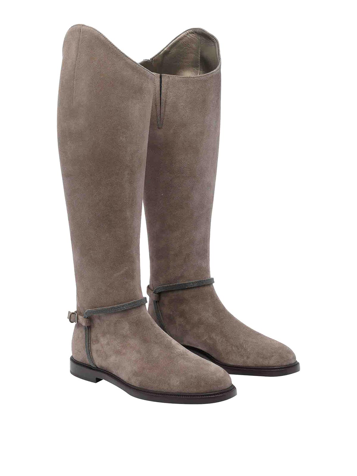 Brunello Cucinelli Suede Boots In Neutral