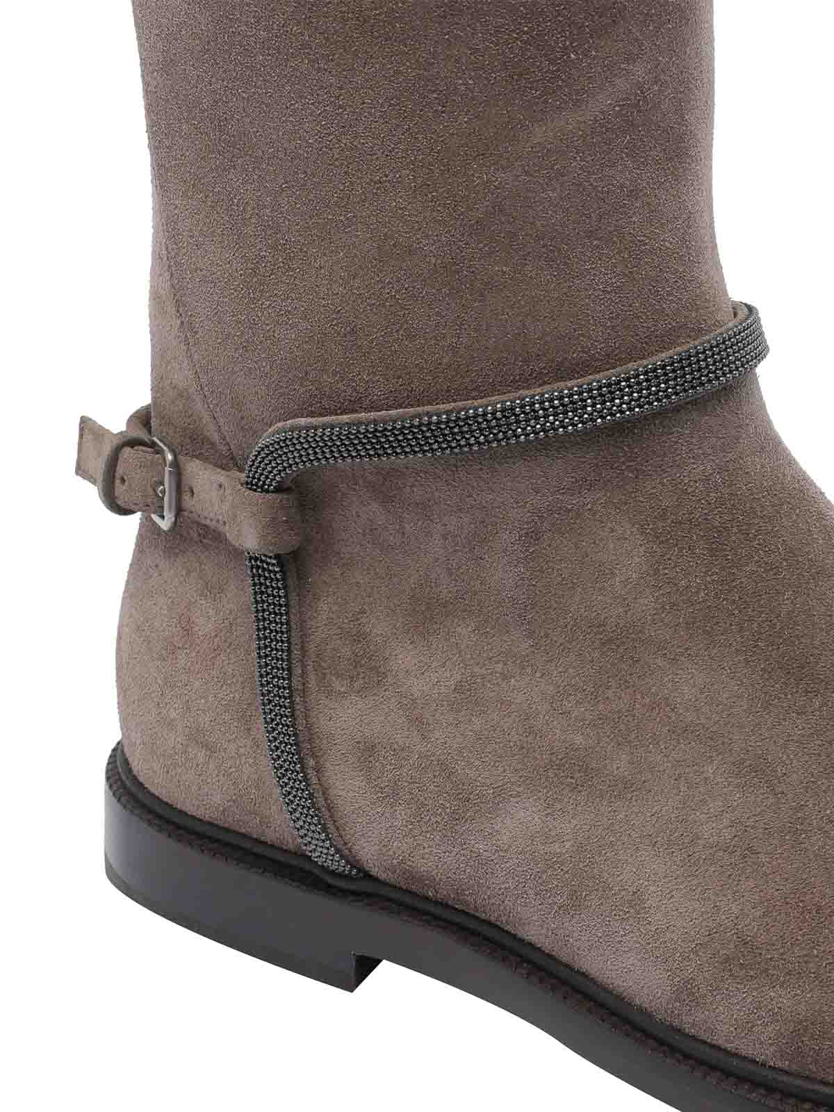 Brunello Cucinelli Suede Boots In Neutral