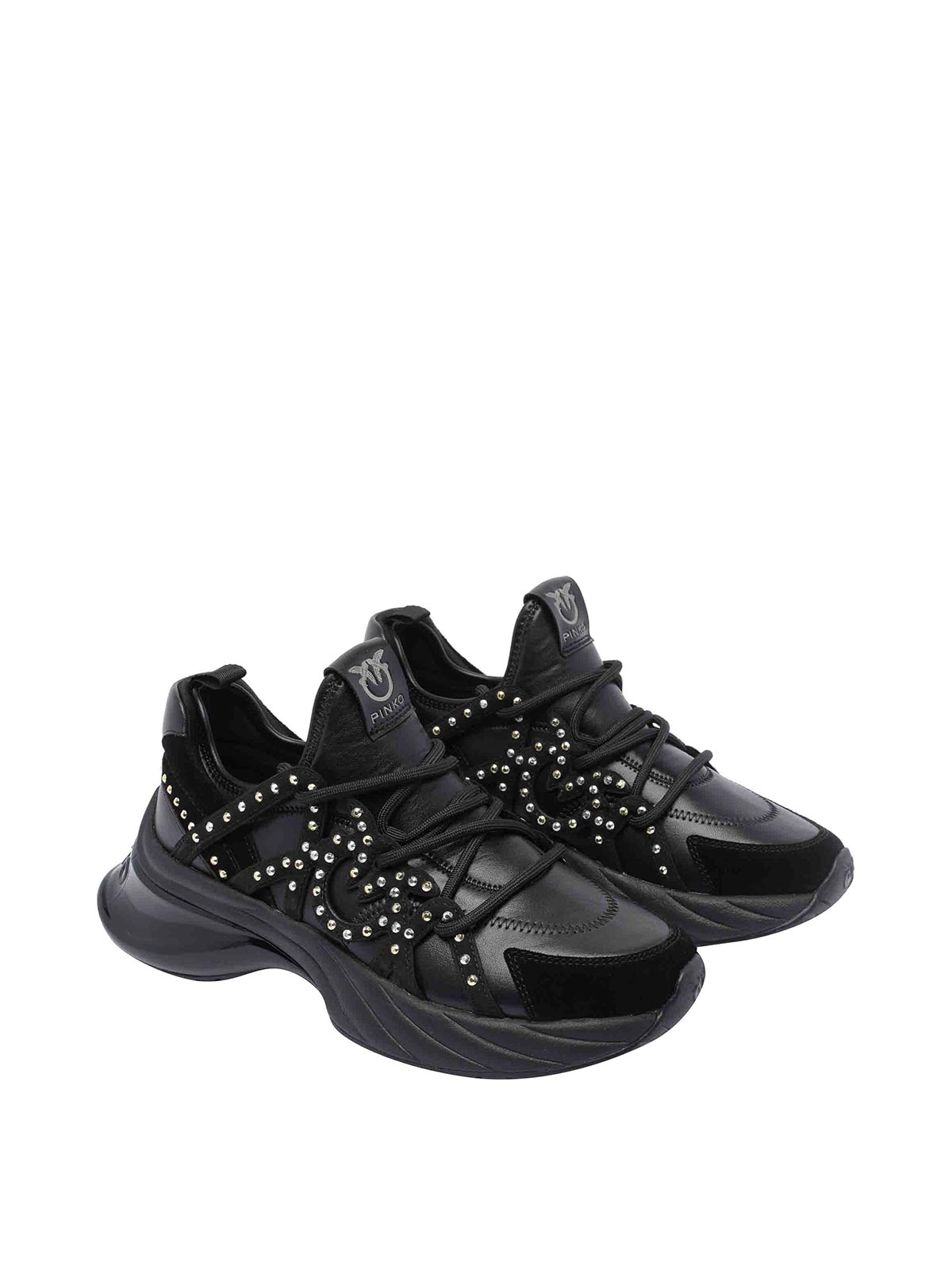Pinko Ariel Embellished Platform Low-top Sneakers In Black