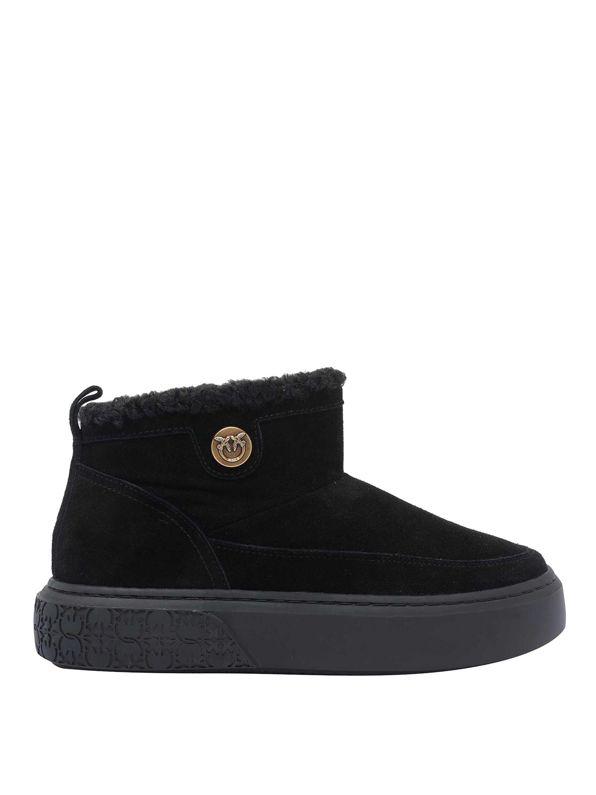 Pinko Black Boots With Shearling Lining In Black