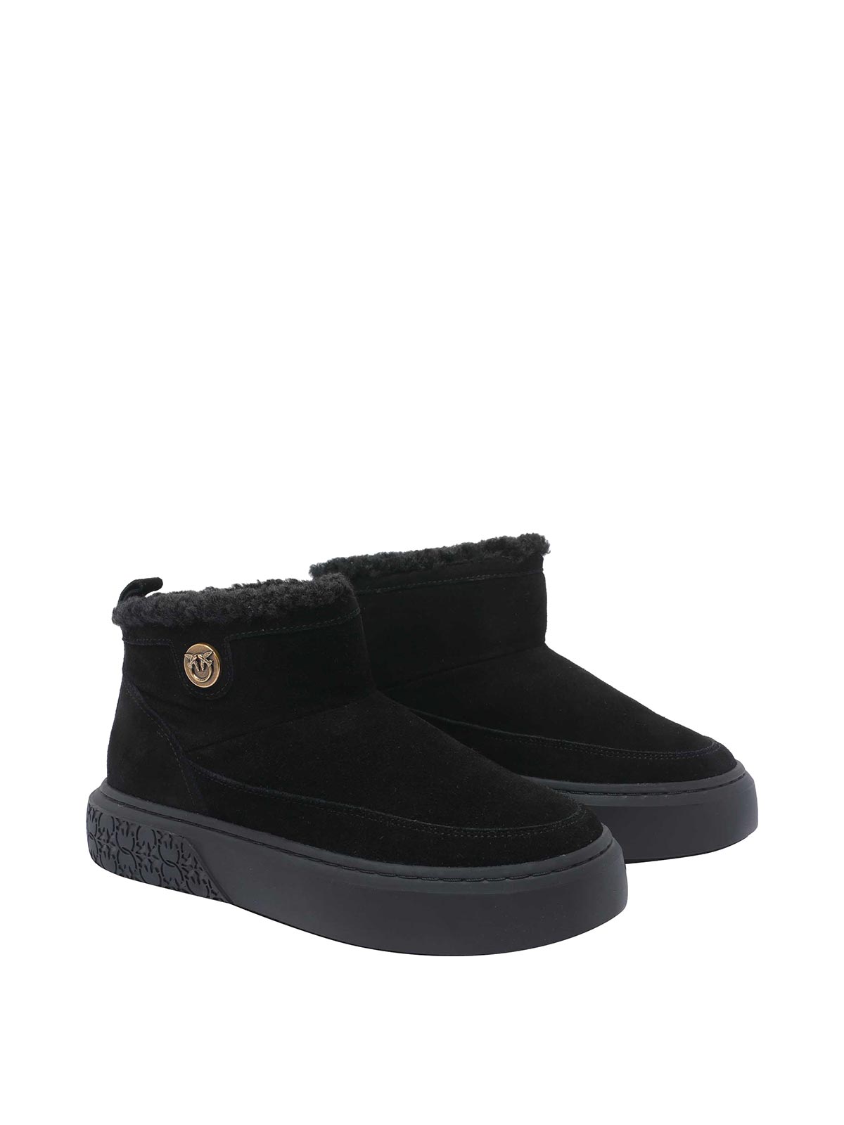 Pinko Black Boots With Shearling Lining In Black