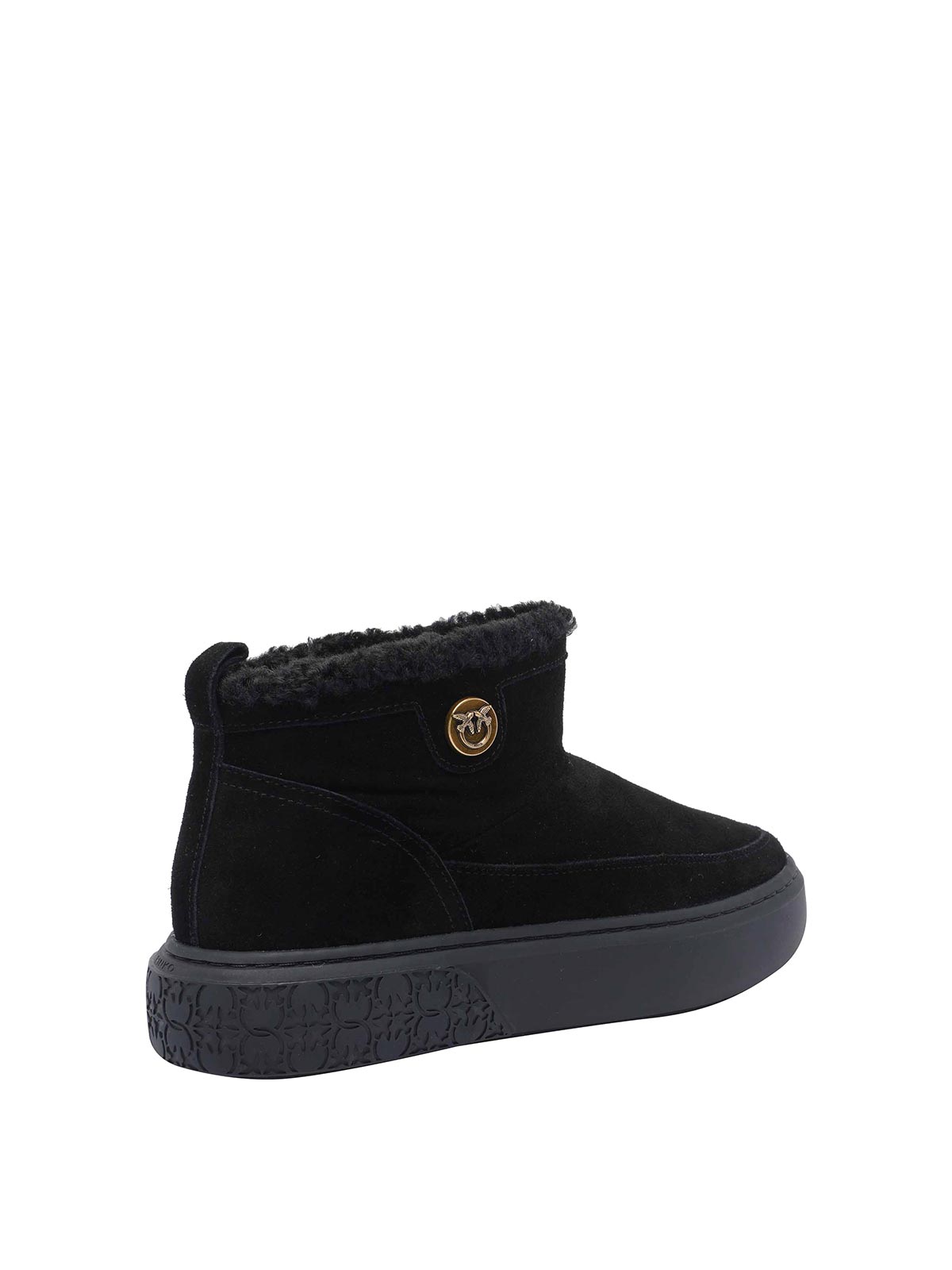 Pinko Black Boots With Shearling Lining In Black