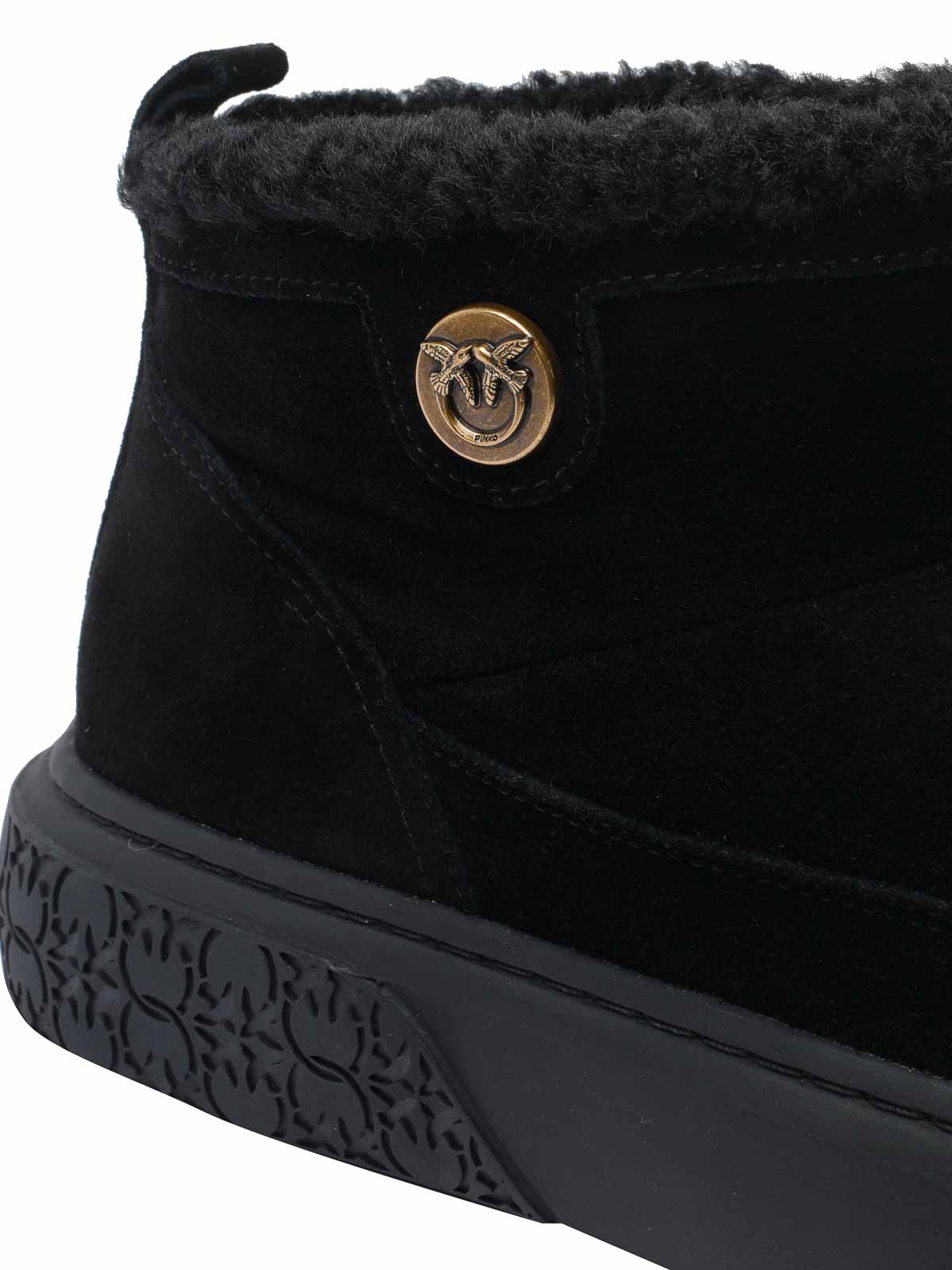 Pinko Black Boots With Shearling Lining In Black