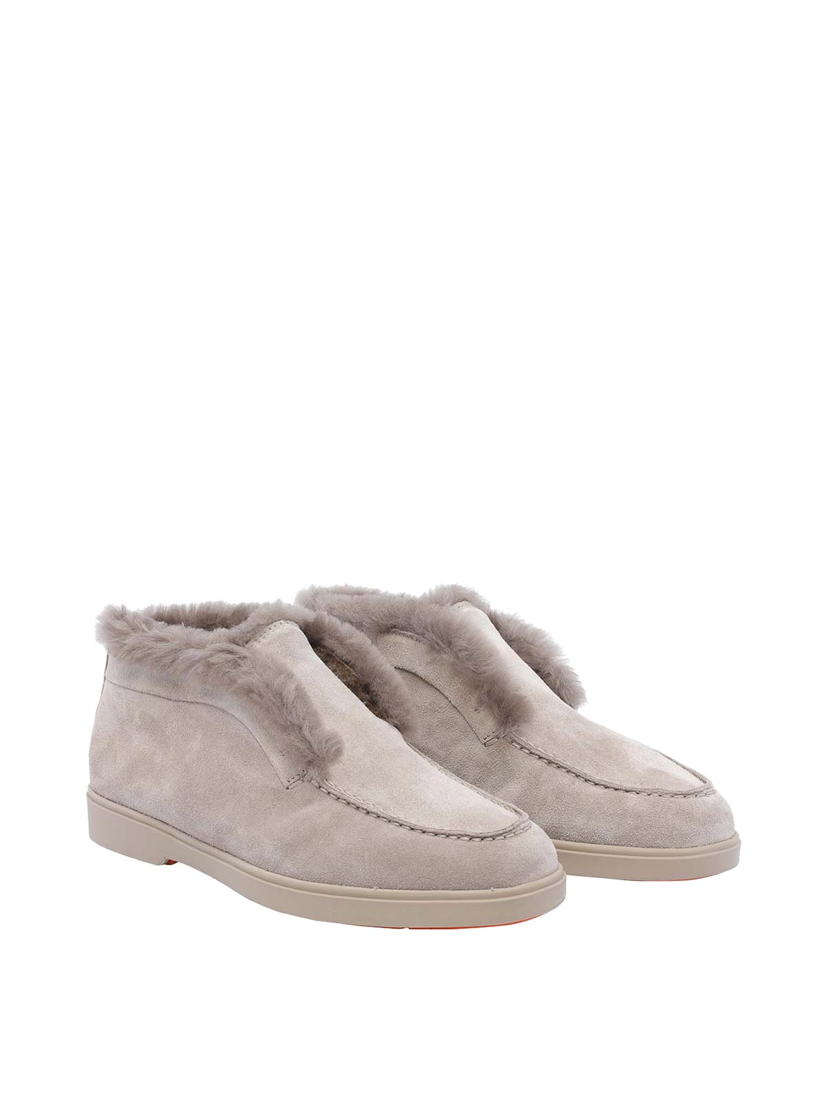 Santoni Desert Suede Bootie In Neutral