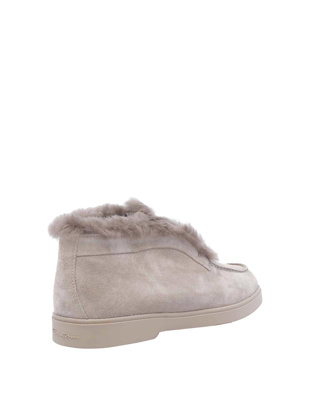 Santoni Desert Suede Bootie In Neutral