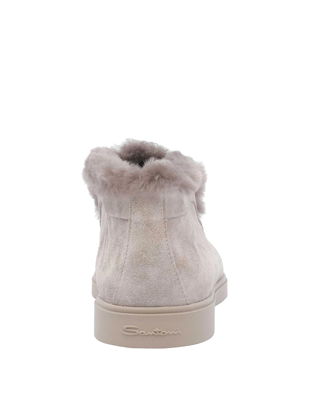 Santoni Desert Suede Bootie In Neutral