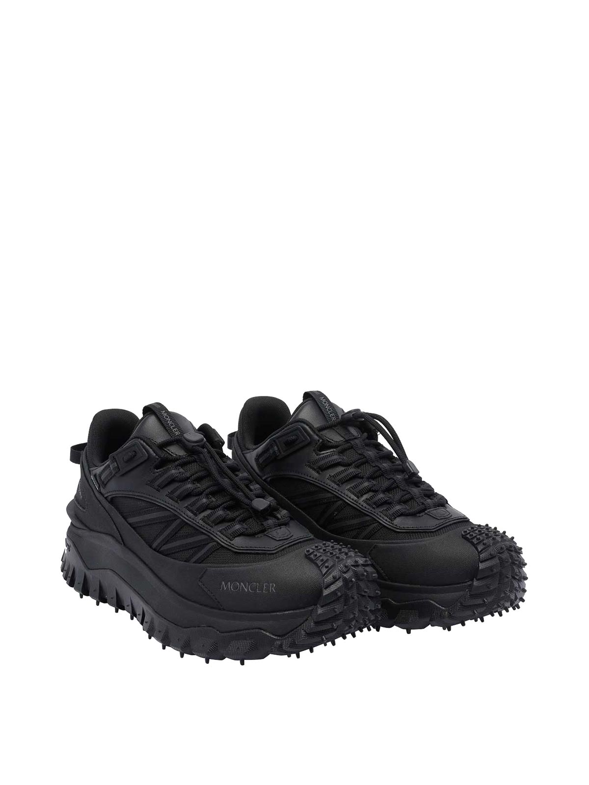 Moncler Men Trailgrip Gtx Mesh And Leather Sneakers In Black