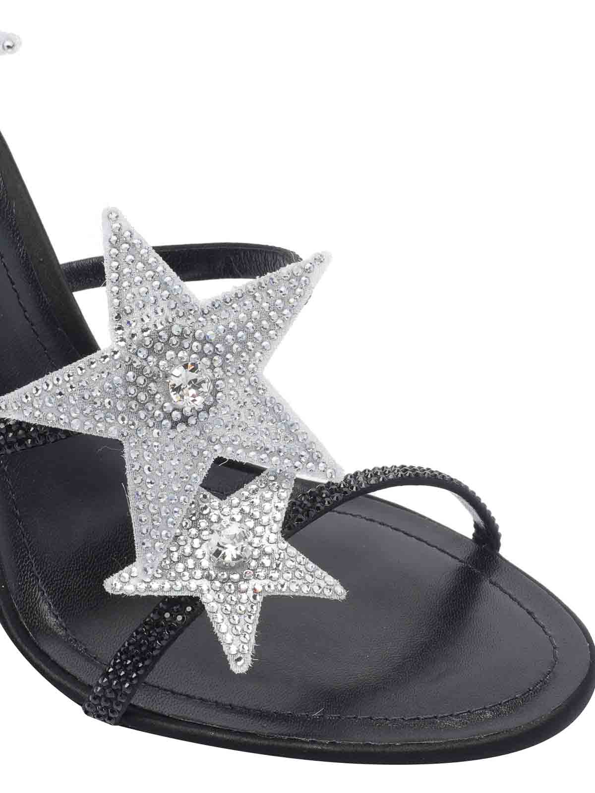 René Caovilla Round Toe High Heel Sandals In Black