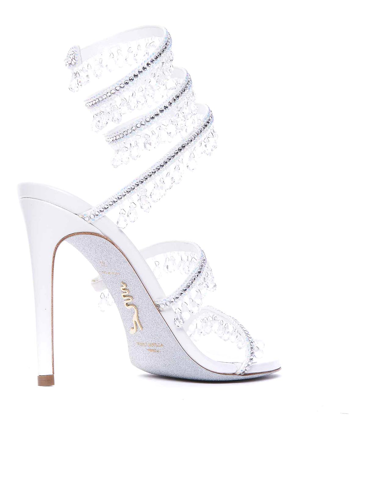 René Caovilla Chandelier 105mm Crystal-embellished Sandals In White
