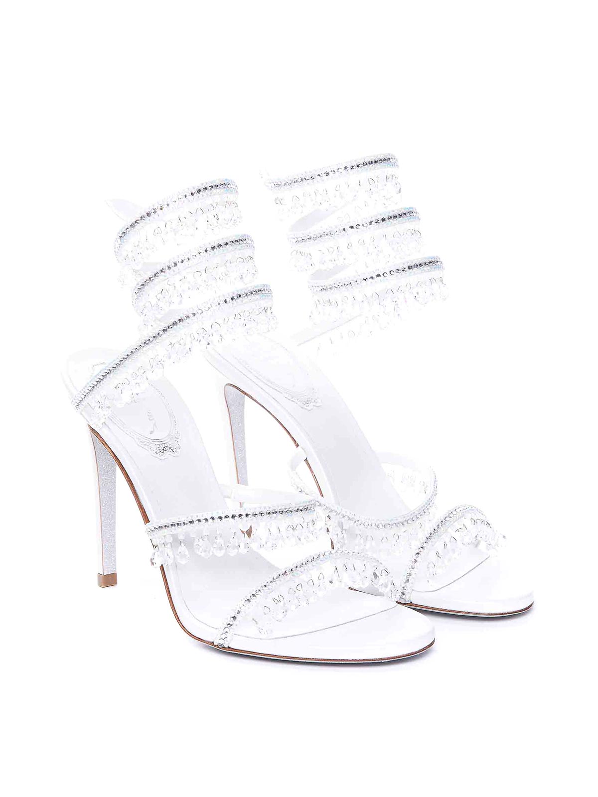 René Caovilla Chandelier 105mm Crystal-embellished Sandals In White