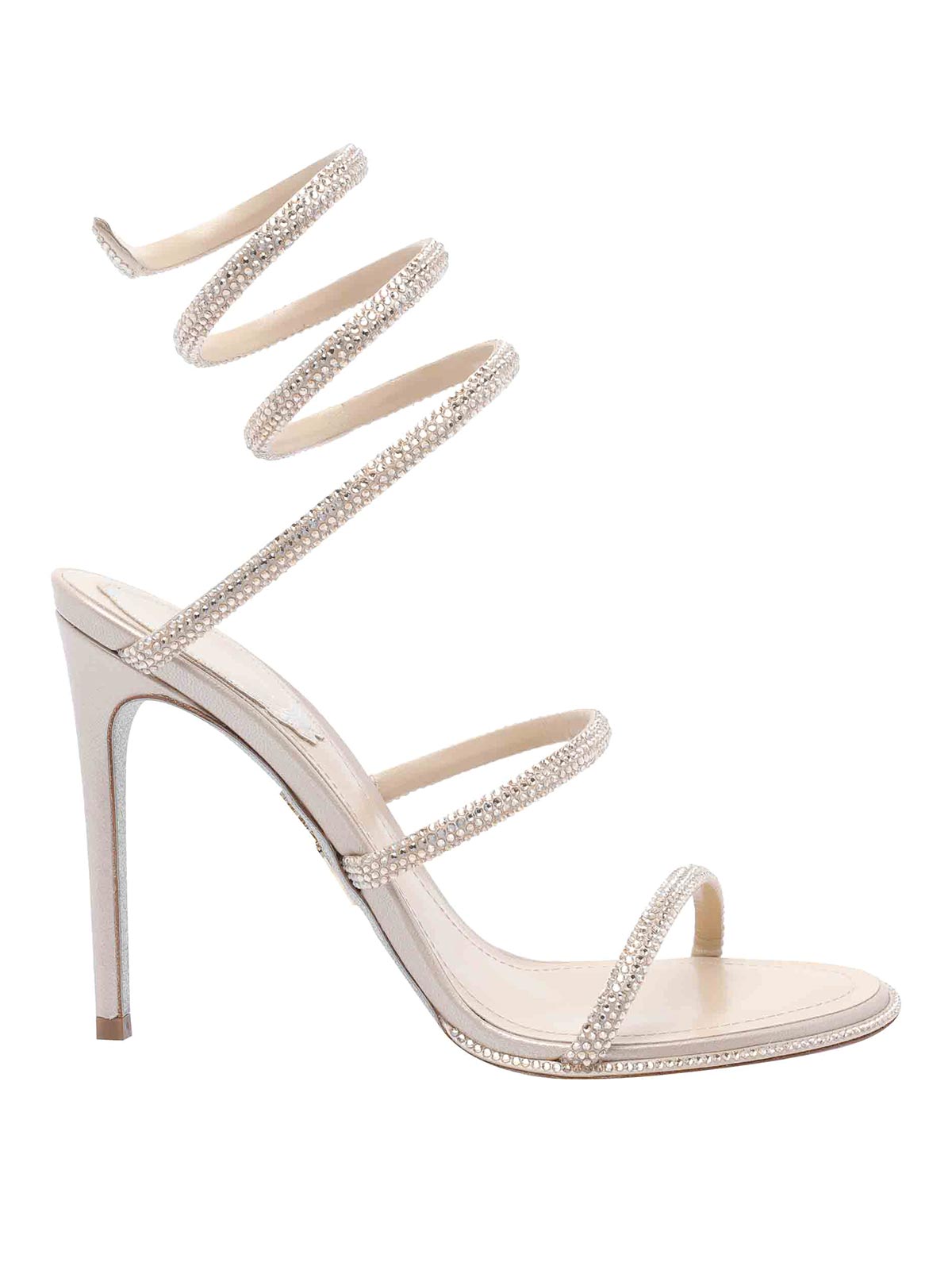 René Caovilla Beige Leather Sandals In Neutral