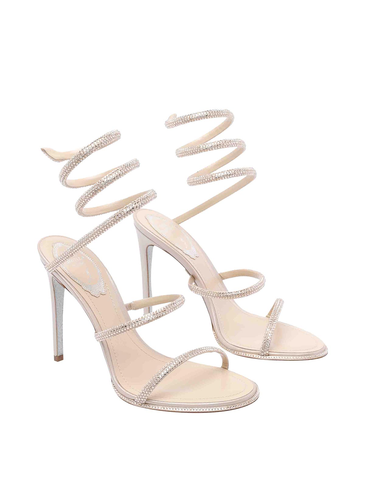René Caovilla Beige Leather Sandals In Neutral