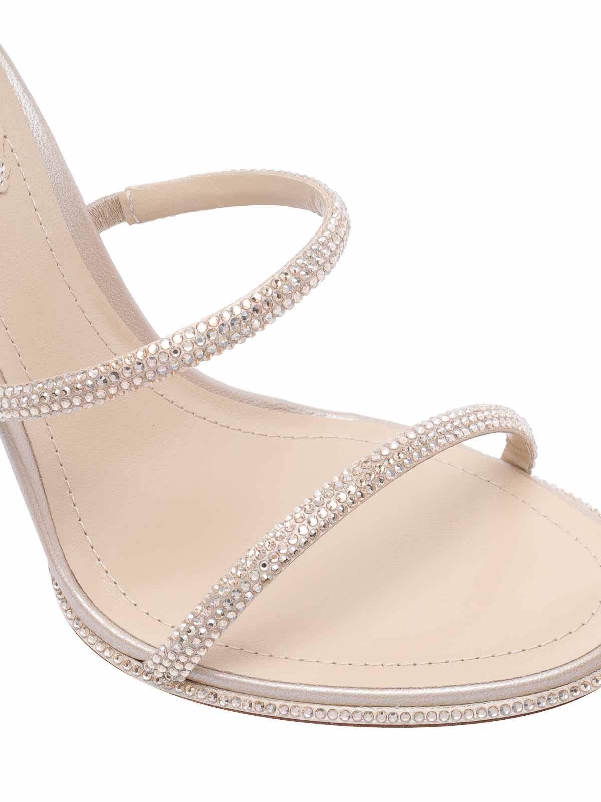 René Caovilla Beige Leather Sandals In Neutral
