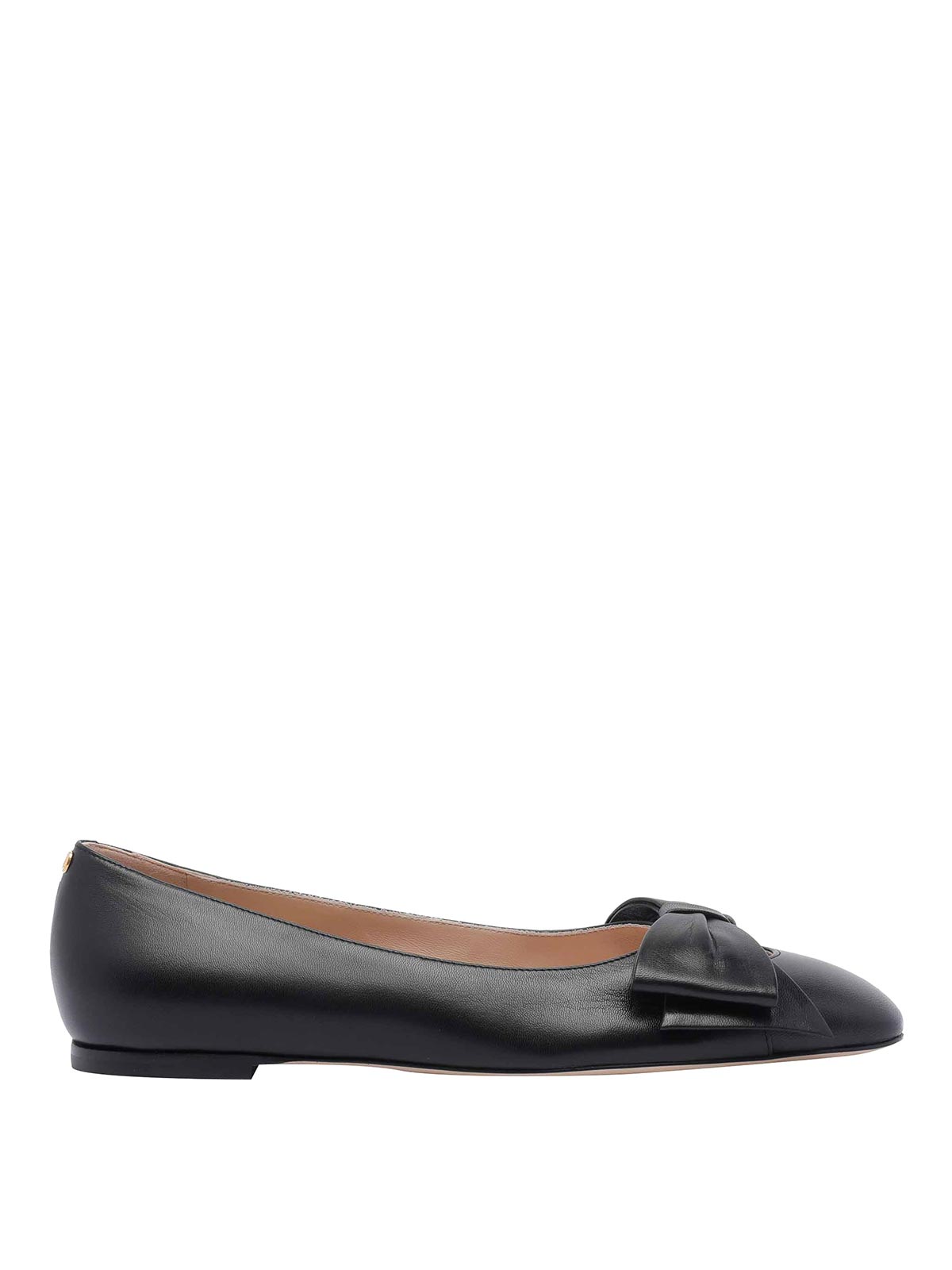 Valentino Leather Ballerinas With Iconic Bow Detail In Black