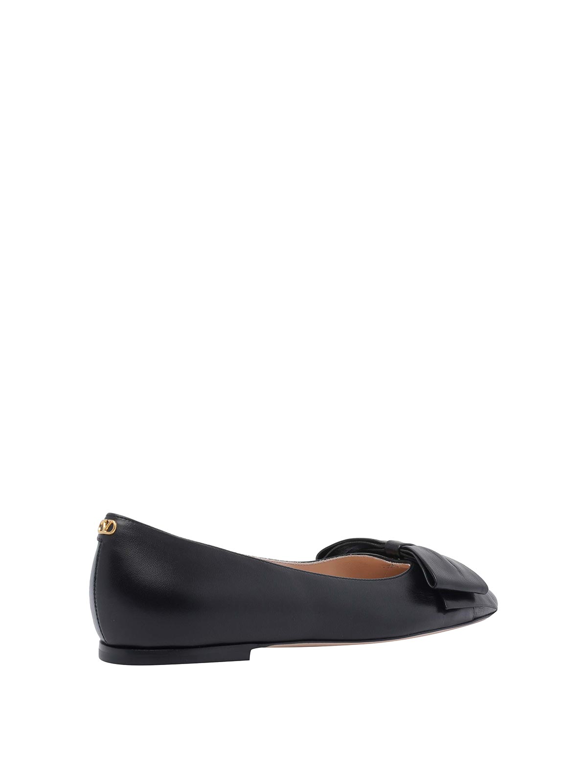 Valentino Leather Ballerinas With Iconic Bow Detail In Black