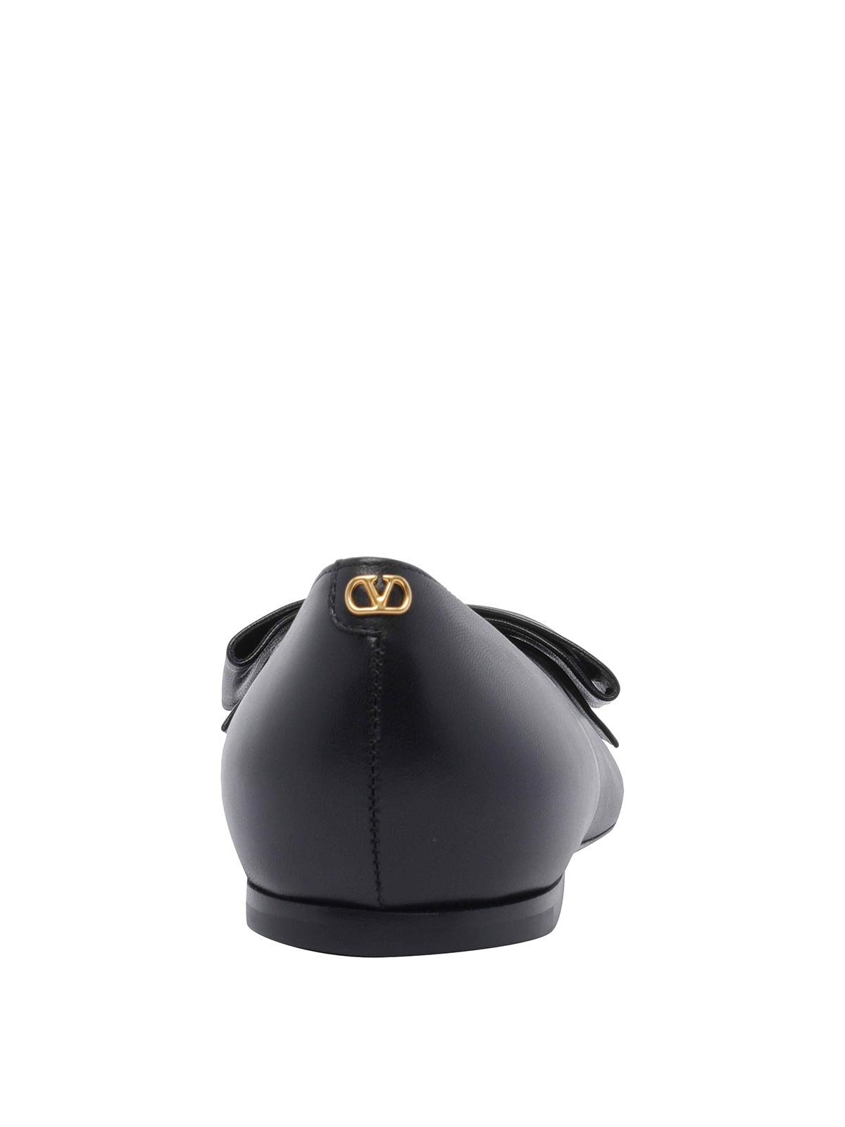 Valentino Leather Ballerinas With Iconic Bow Detail In Black