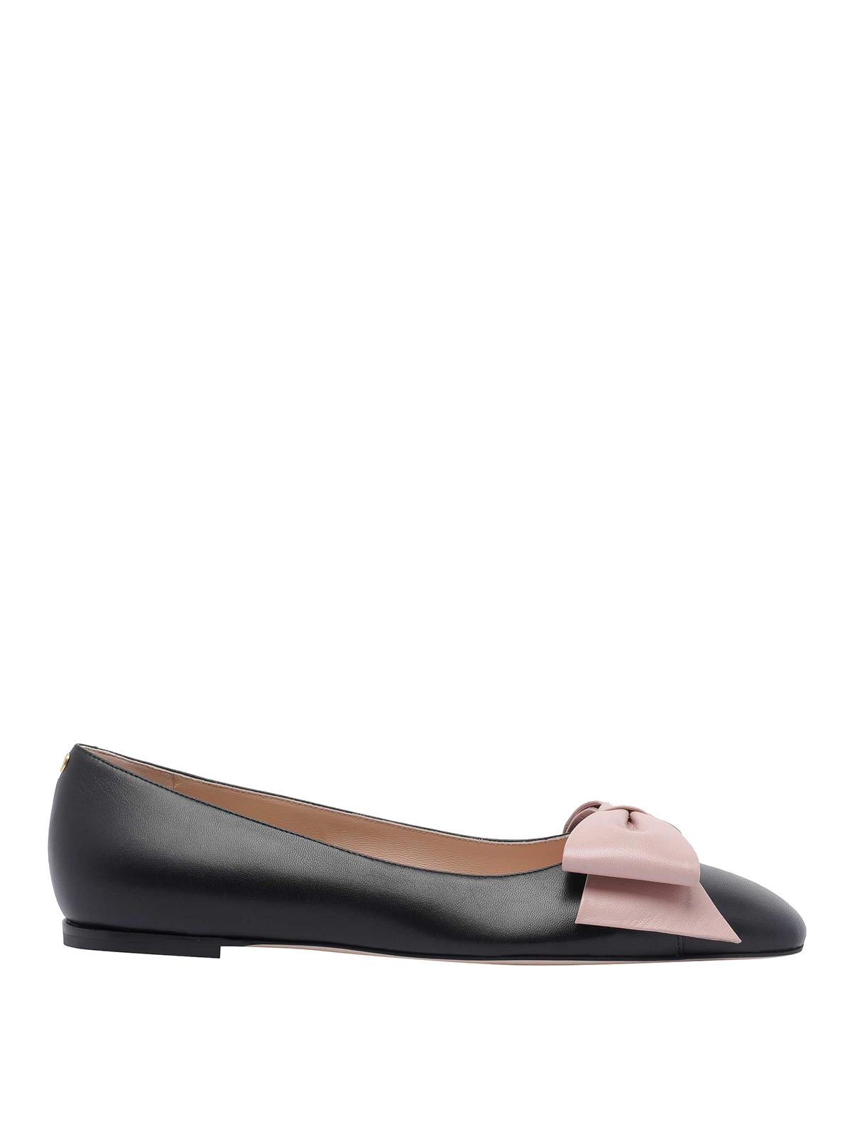 Valentino Round Toe Ballerina Shoes With Bow Detail In Black