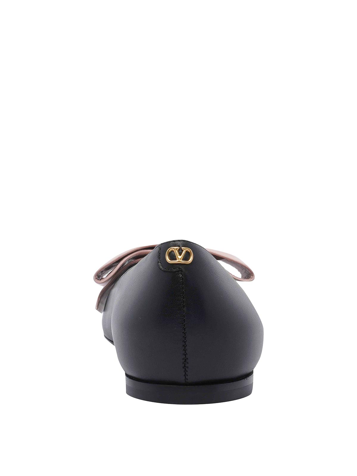 Valentino Round Toe Ballerina Shoes With Bow Detail In Black