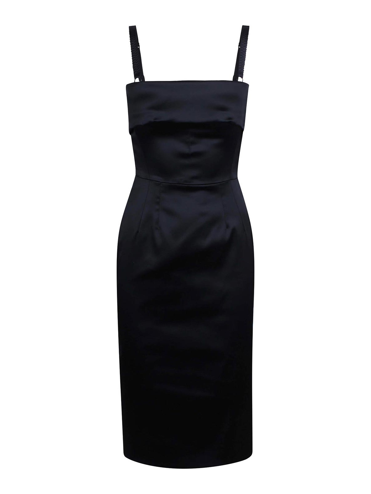 Dolce & Gabbana Midi Satin Dress In Black