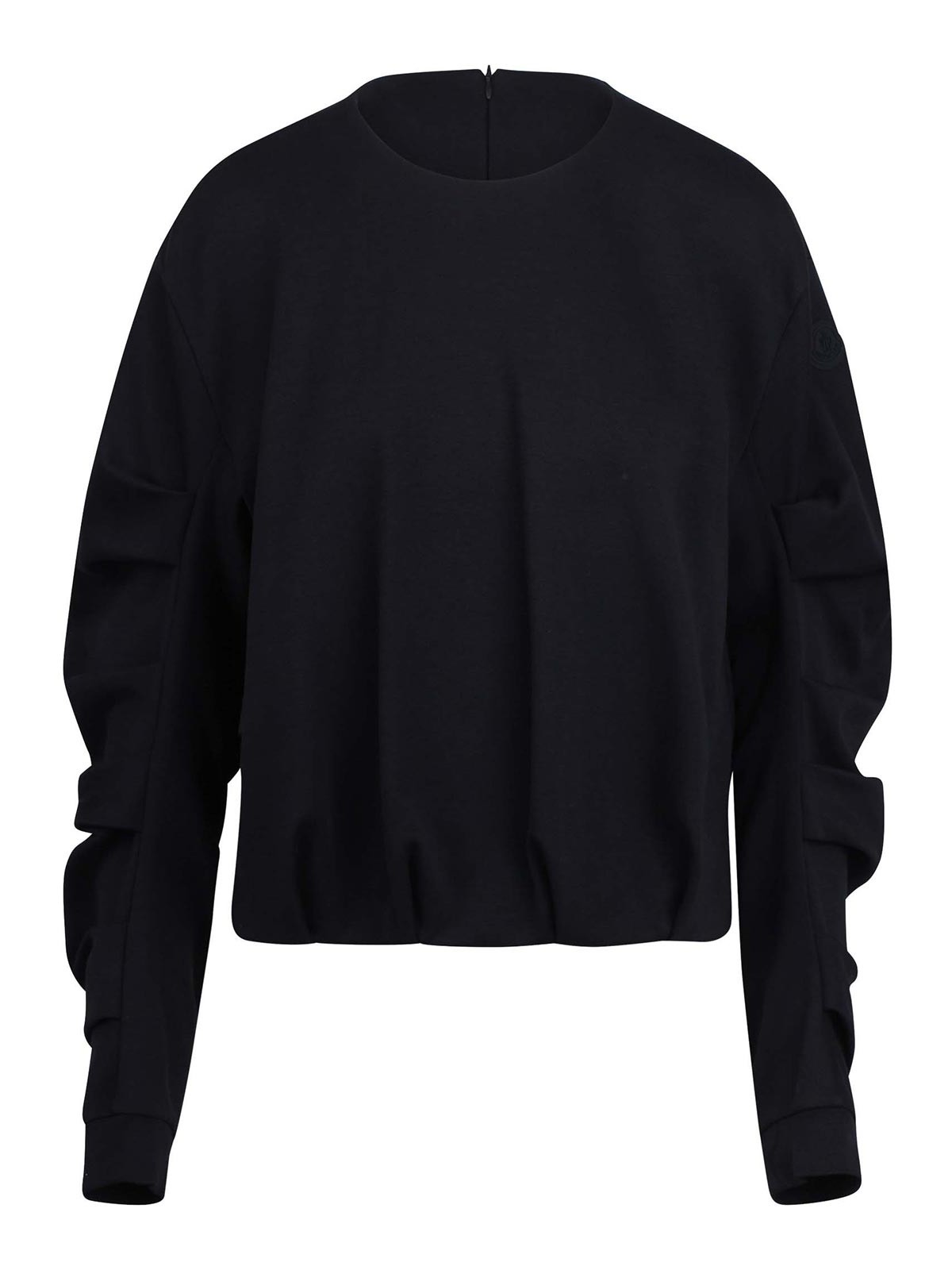 Moncler Sweatshirt Plissettati And Snort Sleeves In Black